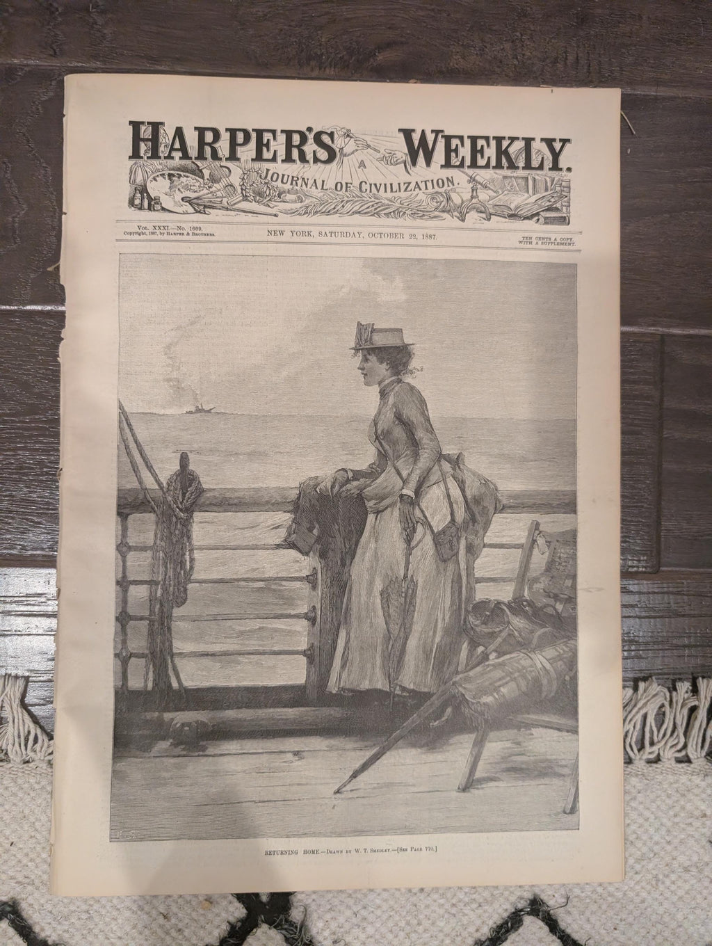 Harper’s Weekly October 22, 1887 – Lincoln Statue, Cycling, Presidential Tour, Yacht Club Cup