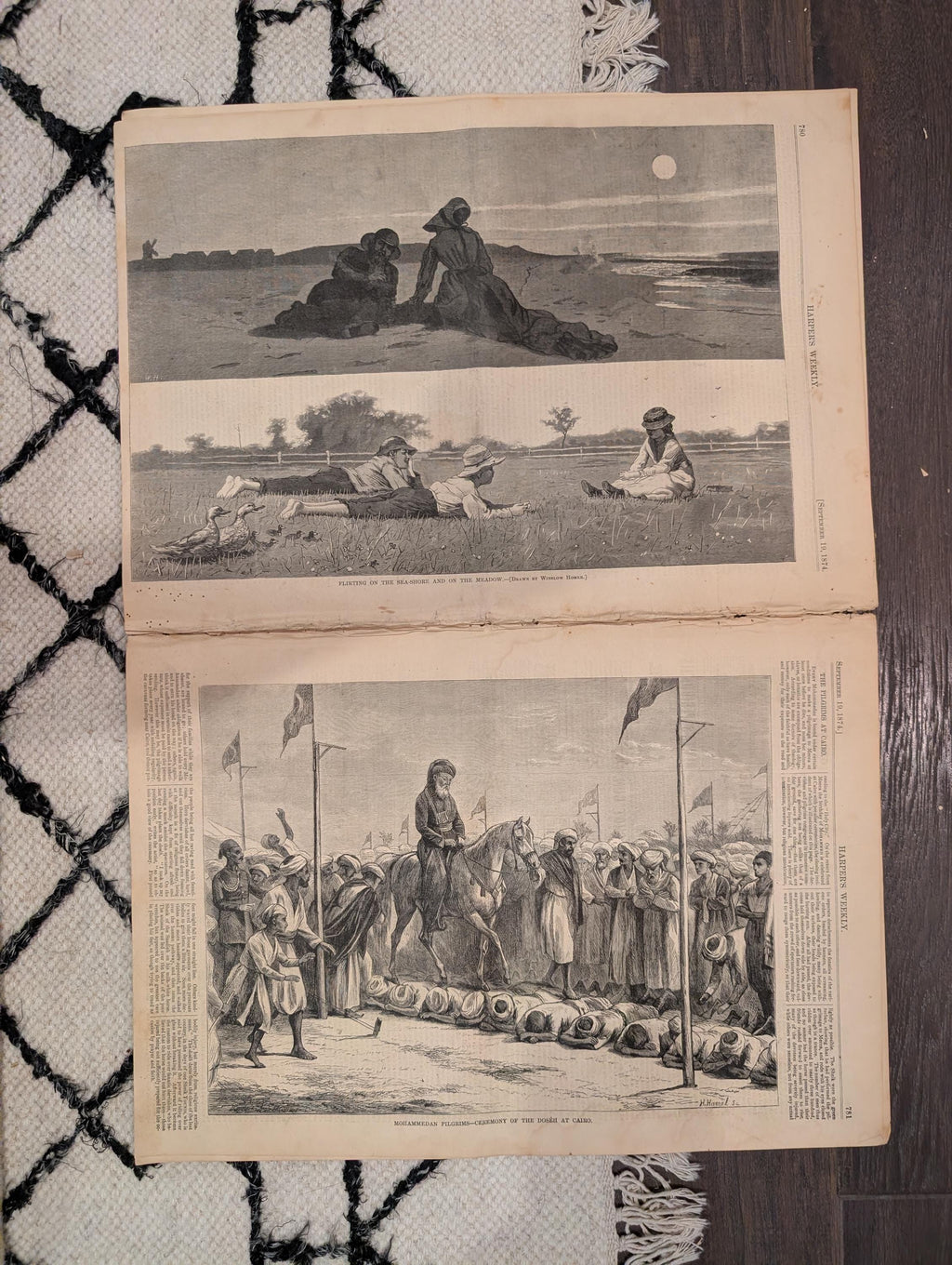 1874 Winslow Homer Flirting Sea-Shore, Nast Centerfold, Indians — Sep 19