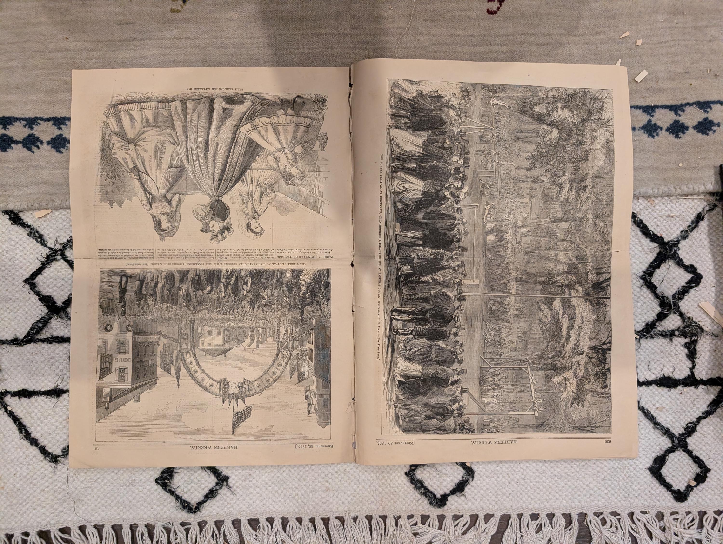 1865 Harper's Weekly — Amy Spain Hanging, Freedmen's Village, Naval Festival, Sept 30