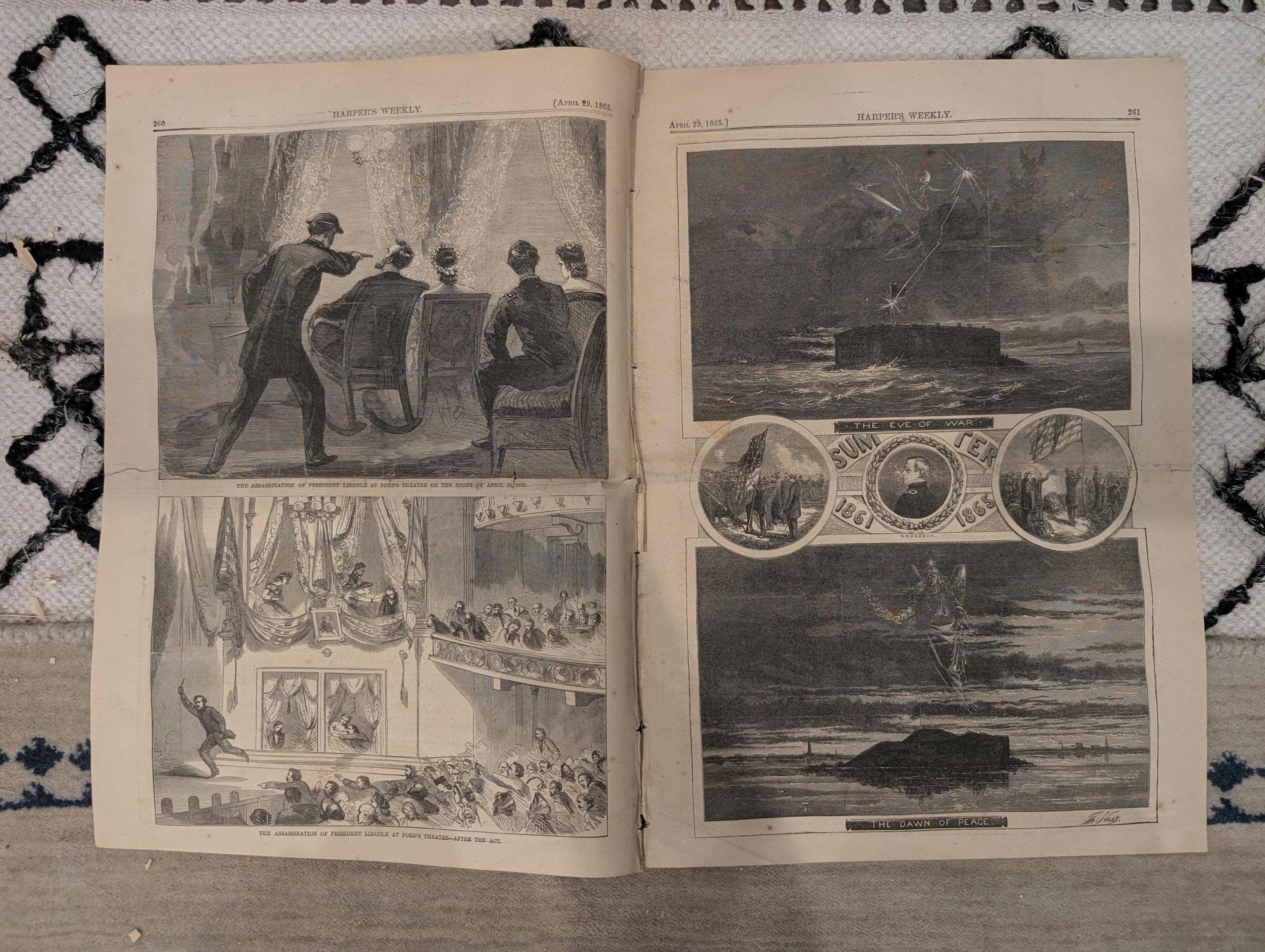 1865 Lincoln Assassination Harper's Weekly April 29 John Wilkes Booth