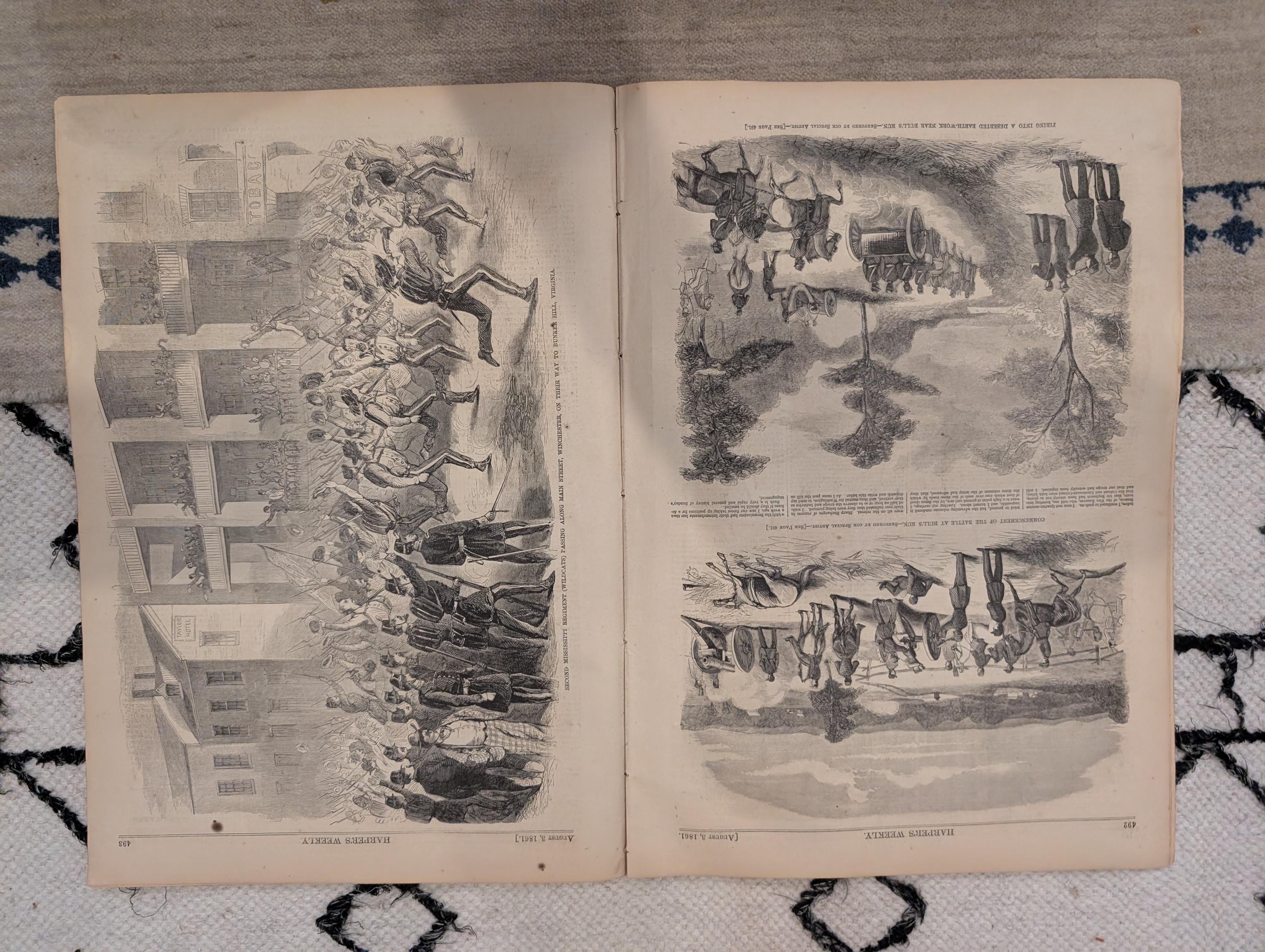 1861 Battle of Bull Run Harper's Weekly August 03 Mississippi Wildcats McClellan