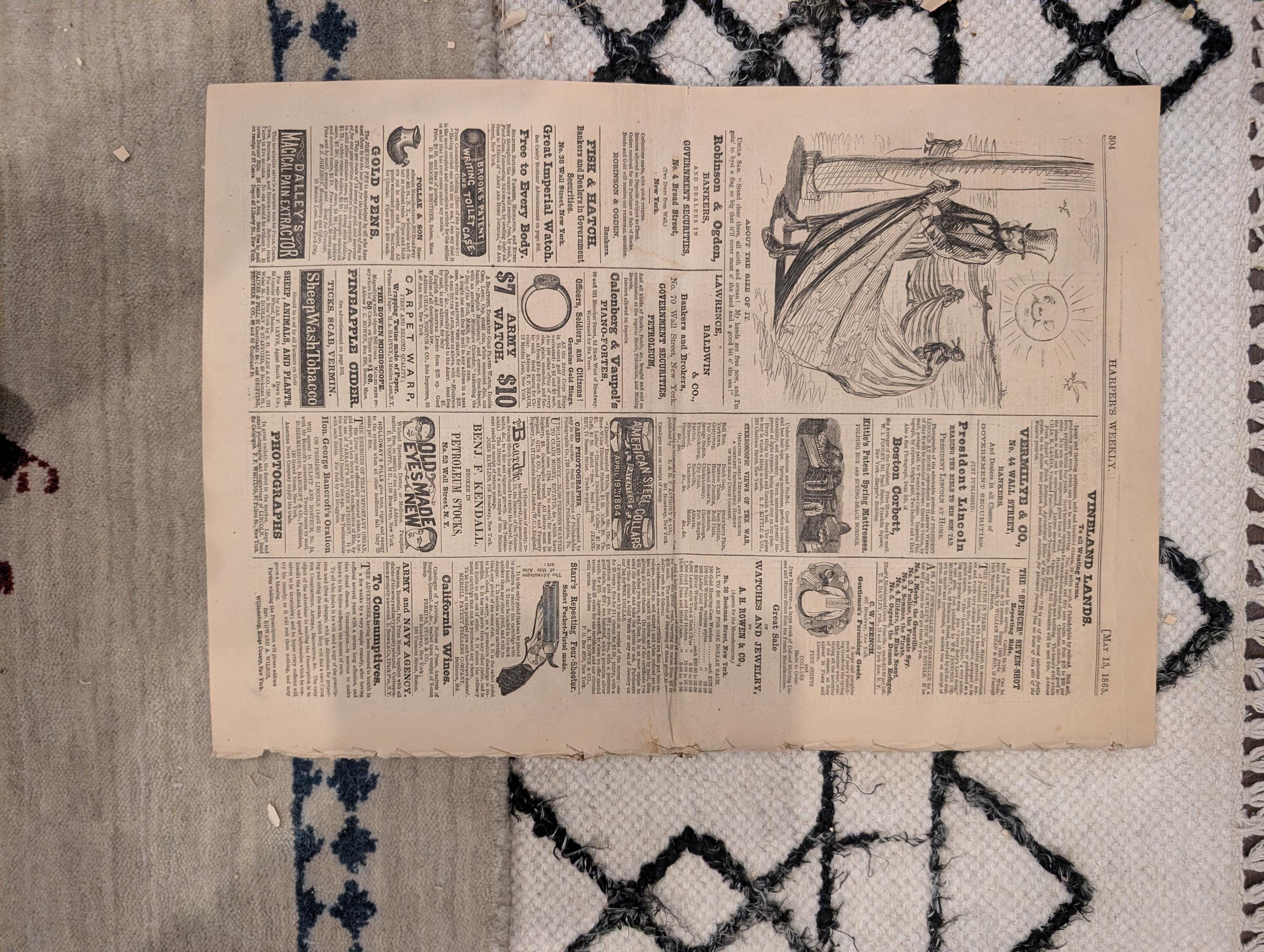 1865 Capture of Booth Harper's Weekly May 13 Lincoln Funeral Procession