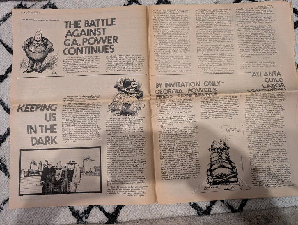 Vintage Underground Newspaper – The Great Speckled Bird – January 29, 1973 – Atlanta Counterculture, Roe v. Wade, MLK March, Richard’s Rock
