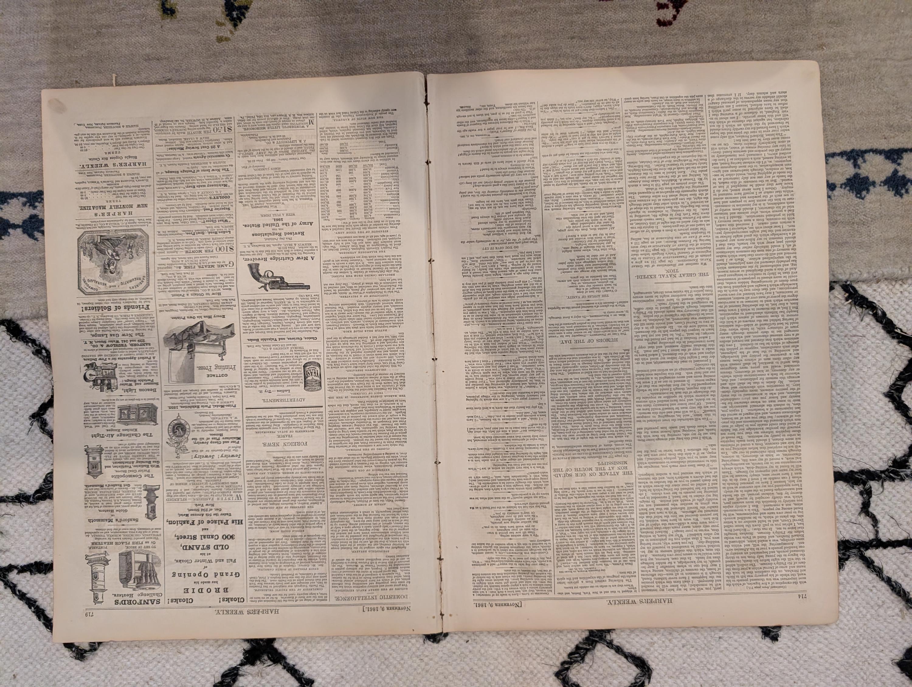 1861 Southern States Map Harper's Weekly Nov 09 Great Naval Expedition Dupont