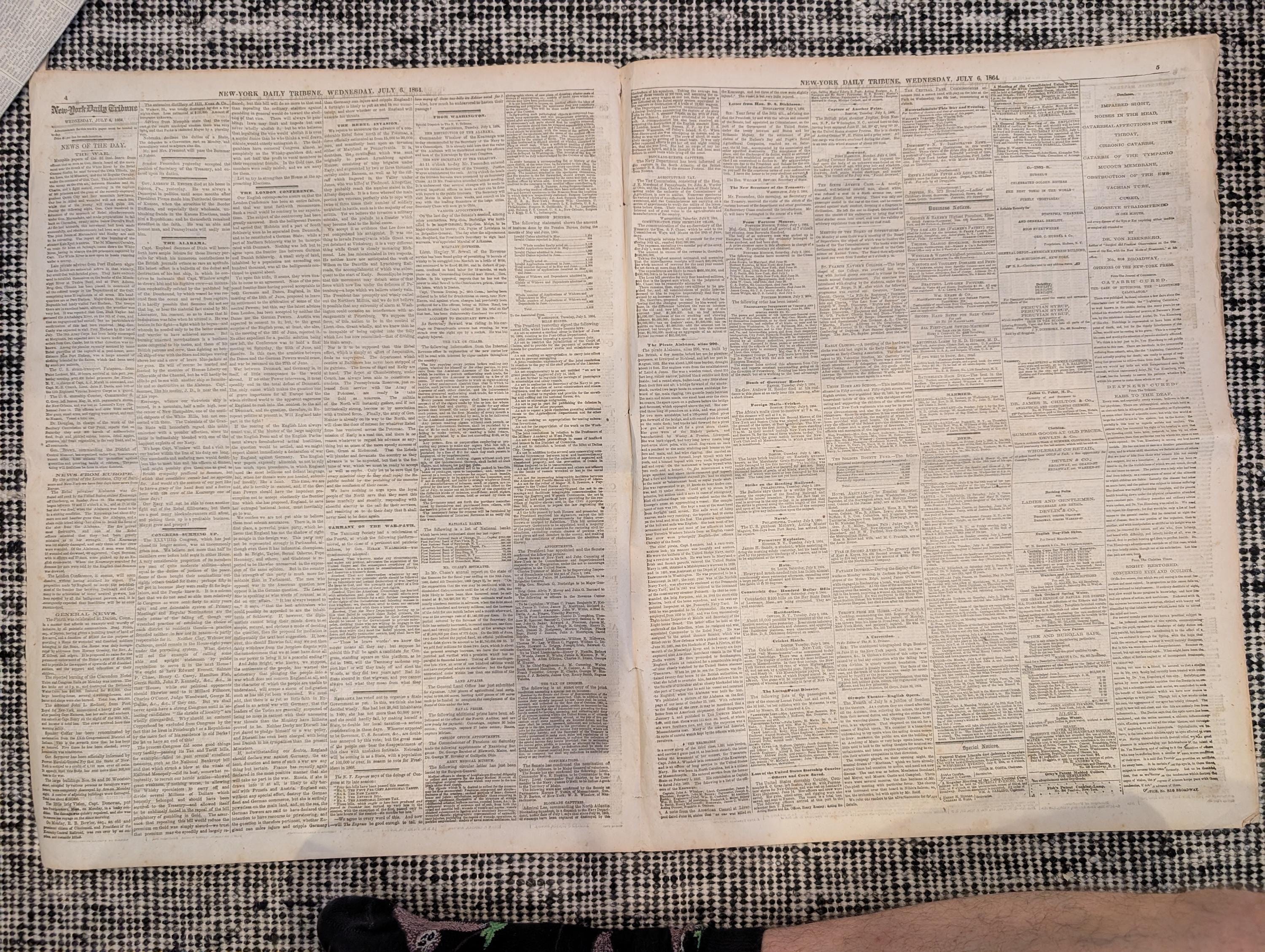 Framed 1864 New-York Tribune Civil War Newspaper — Siege of Petersburg, Lincoln’s 500,000 Troop Call — Original Issue