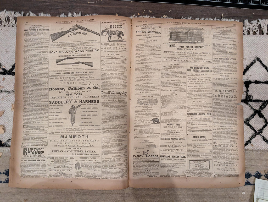 1869 Turf Field and Farm — New Year's Eve, Fox Hunting, Baseball, Full Year Index, Dec 31