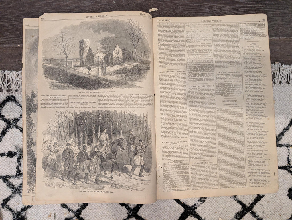 Harper’s Weekly – July 12, 1862 • Two Winslow Homer Prints • Bayonet Charge • Surgeon at Work • Butler’s New Orleans Proclamation Cartoons
