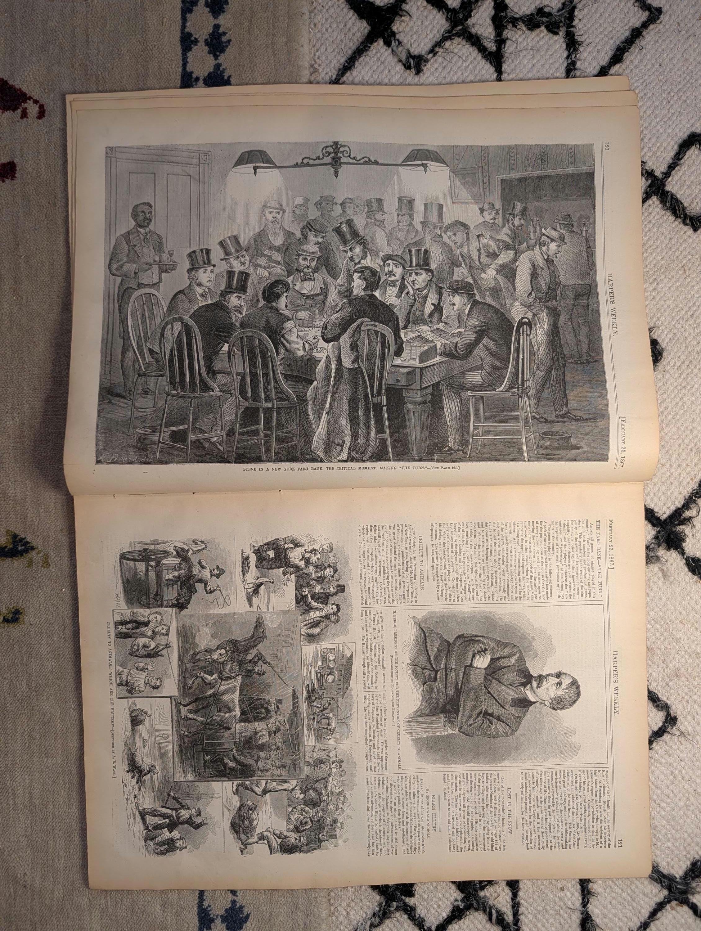 1867 New York Faro Bank Gambling Scene, US Patent Office — Feb 23