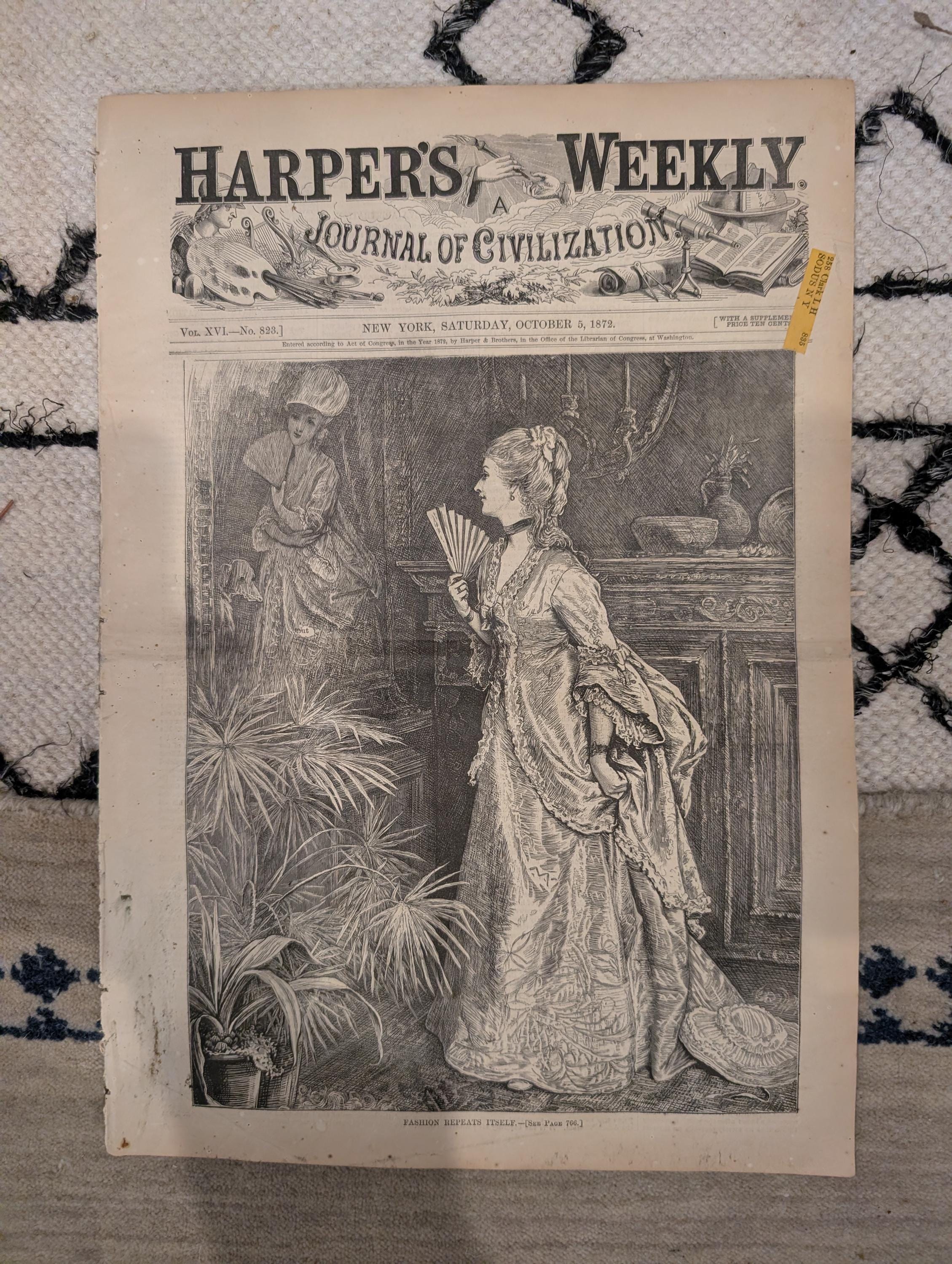 1872 Tammany Hall Nast Harper's Weekly Oct 05 Suez Canal Ocean Travel