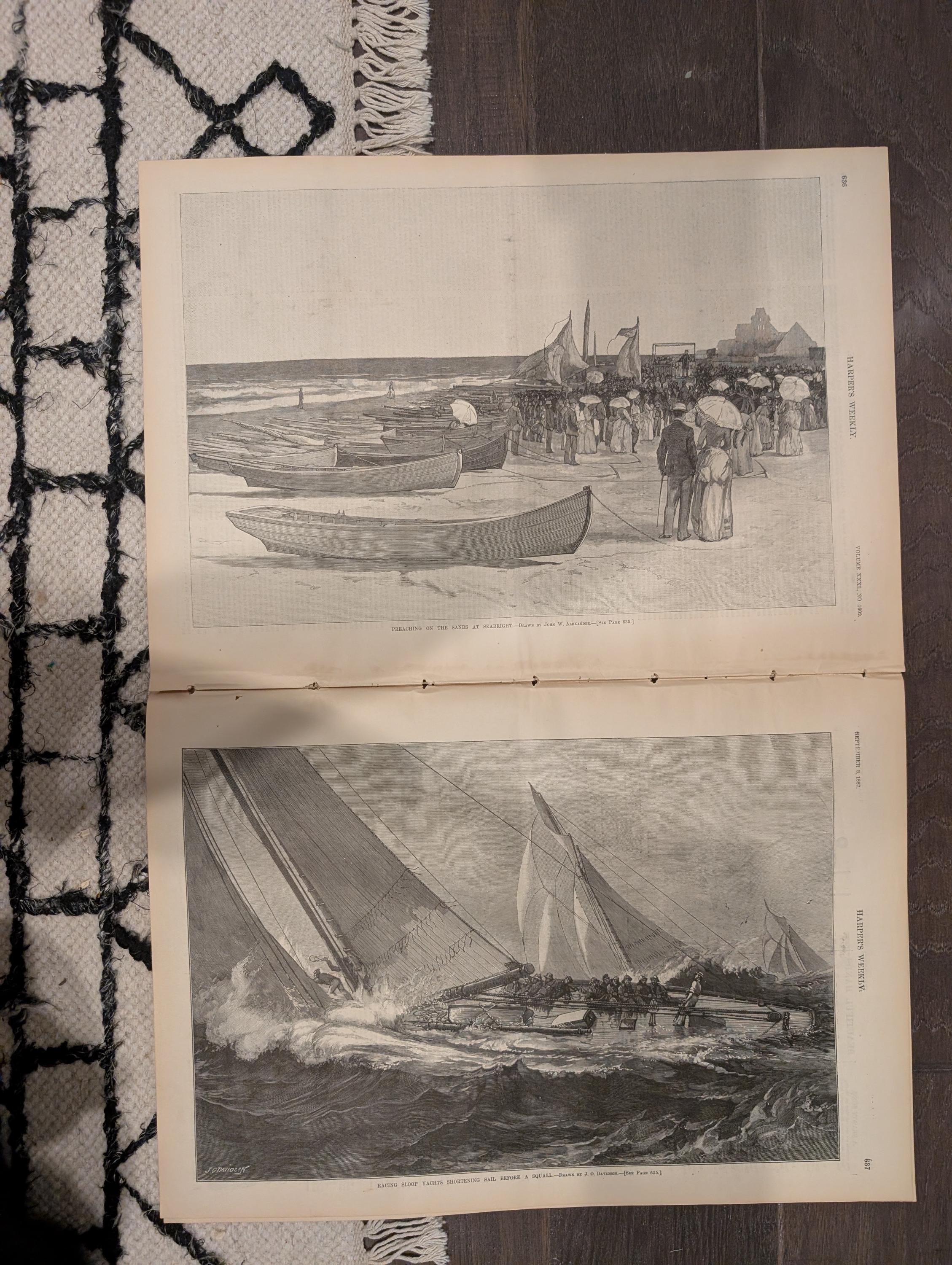 Harper’s Weekly September 3 1887 – In Pursuit of Colorow Ute War Cover, Castle Garden Centerfold, Camden Maine, Complete Issue