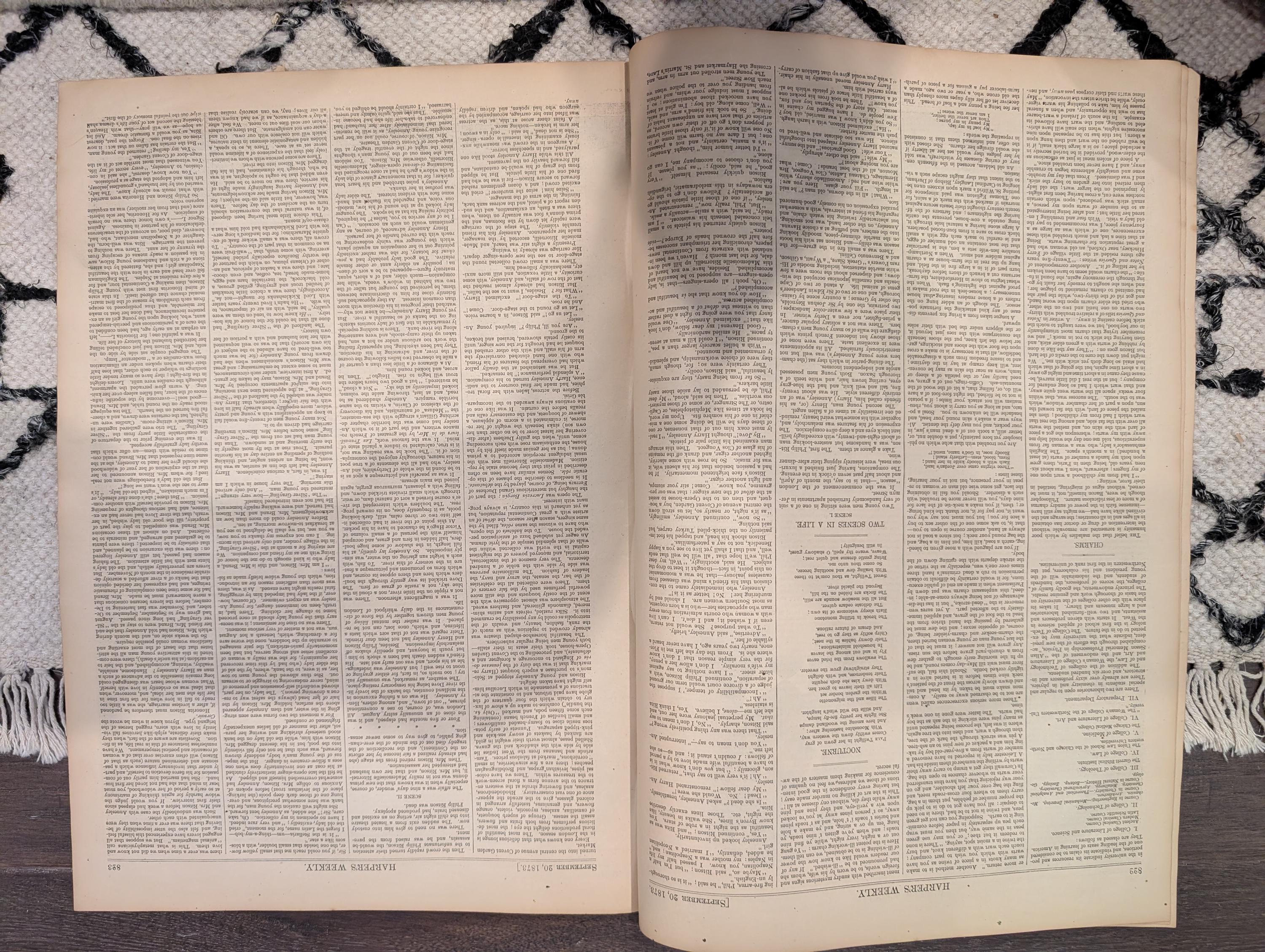 Harper’s Weekly — September 20, 1873 — Winslow Homer “Snap the Whip” — Original Antique Newspaper
