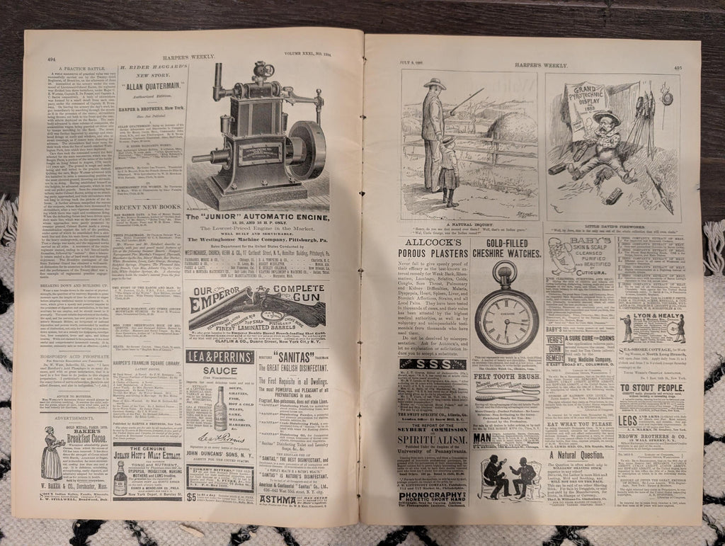 Harper’s Weekly — July 9, 1887 — University of Michigan Double-Page, 23rd Regiment Battle Scenes, Kansas City Exposition, General Sheridan,