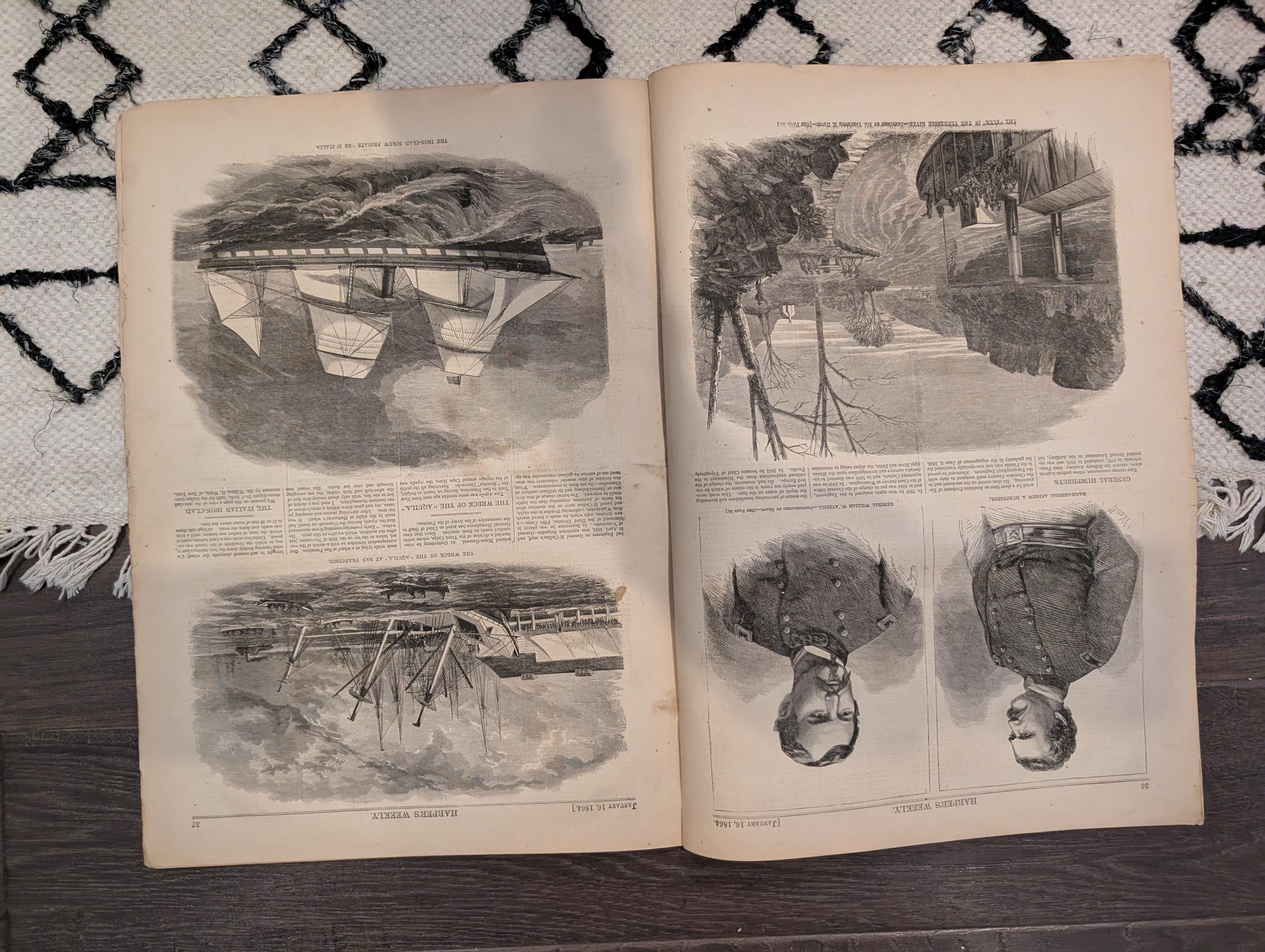 Harper's Weekly 1864 Averill's Raid Jan 16 Army of the Potomac Centerfold