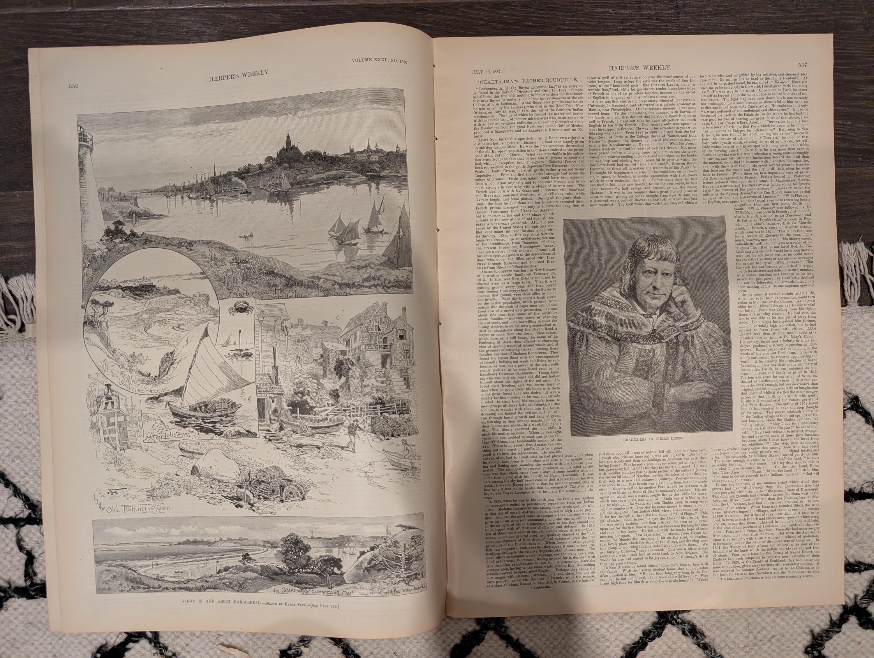 Harper’s Weekly July 30, 1887 – Mormon Temples in Utah, Marblehead Views, Dakota Harvest + South Pittsburg Supplement – Complete Issue