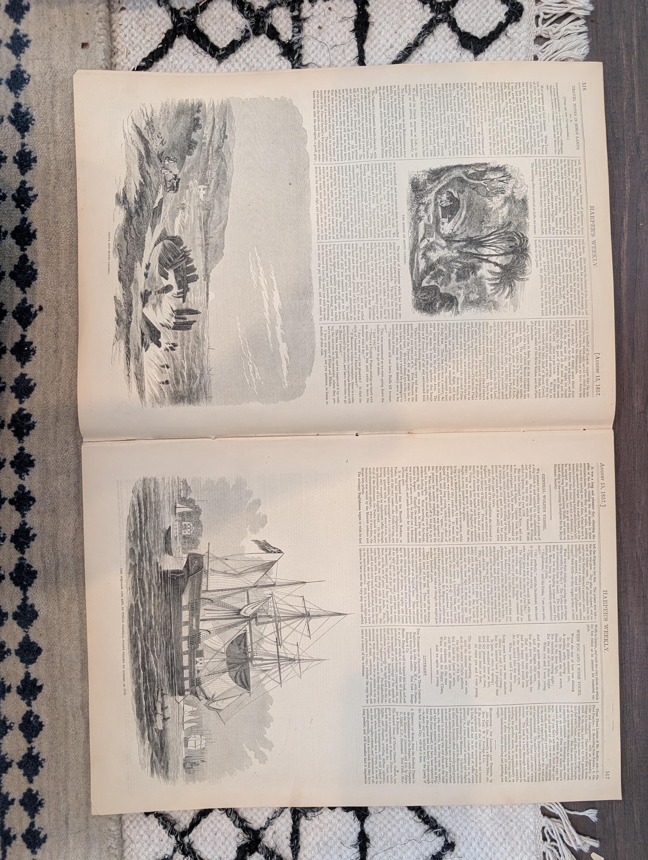 1857 Newport Bathing Scene Harper's Weekly August 15 King of Delhi General Wolfe