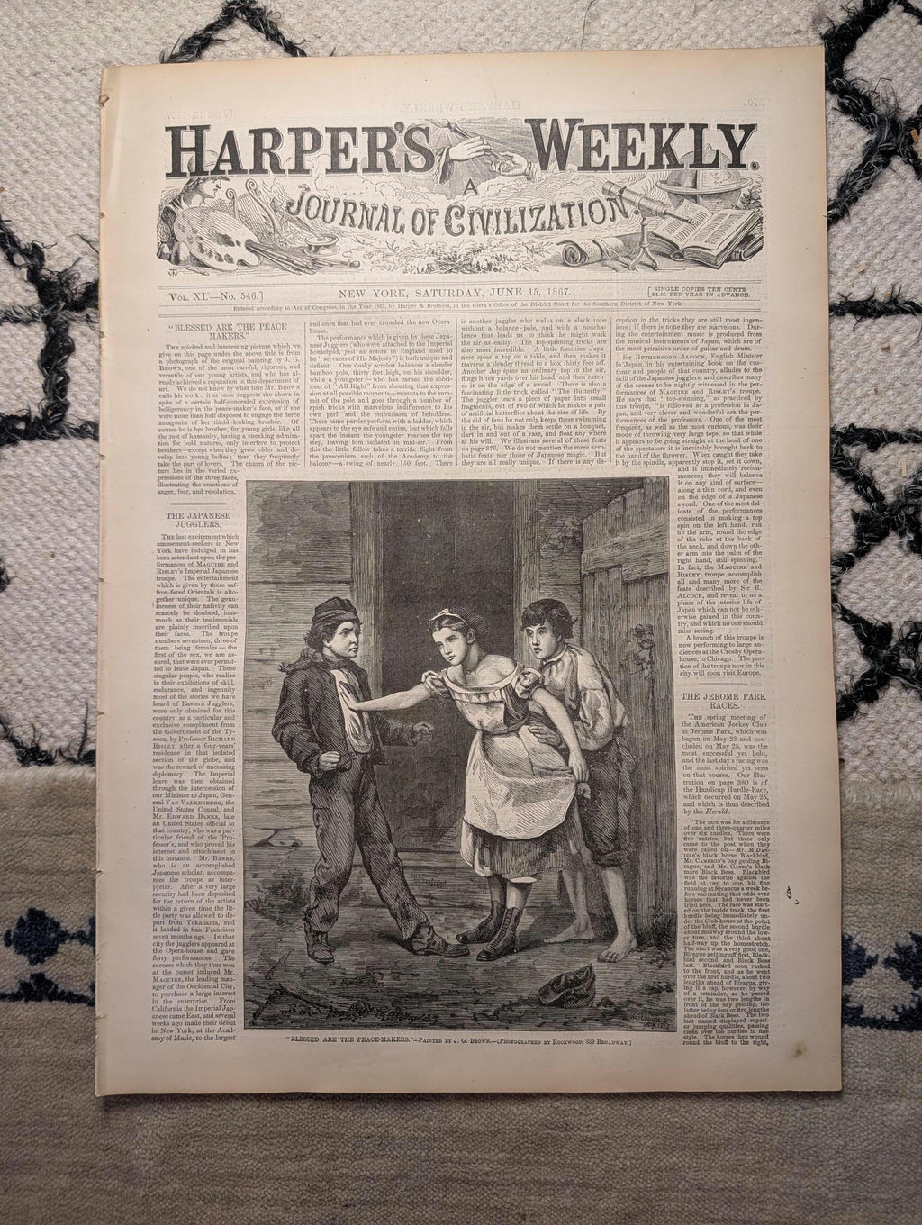 1867 Kansas Pacific Railroad Scenes, Nast "Infanticide," Japanese Acrobat Jun 15