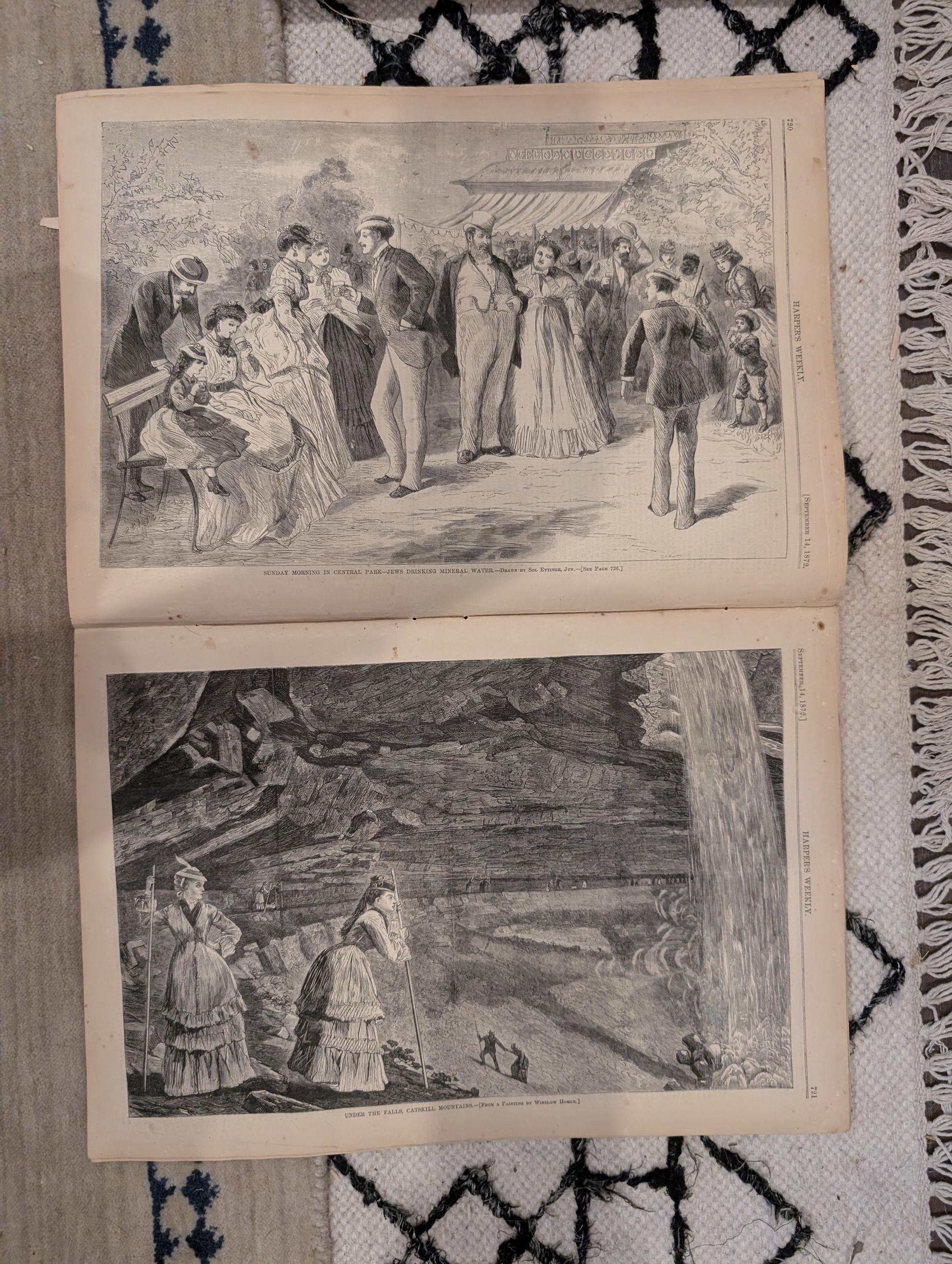 1872 Winslow Homer Catskill Falls Harper's Weekly Sept 14 Thomas Nast