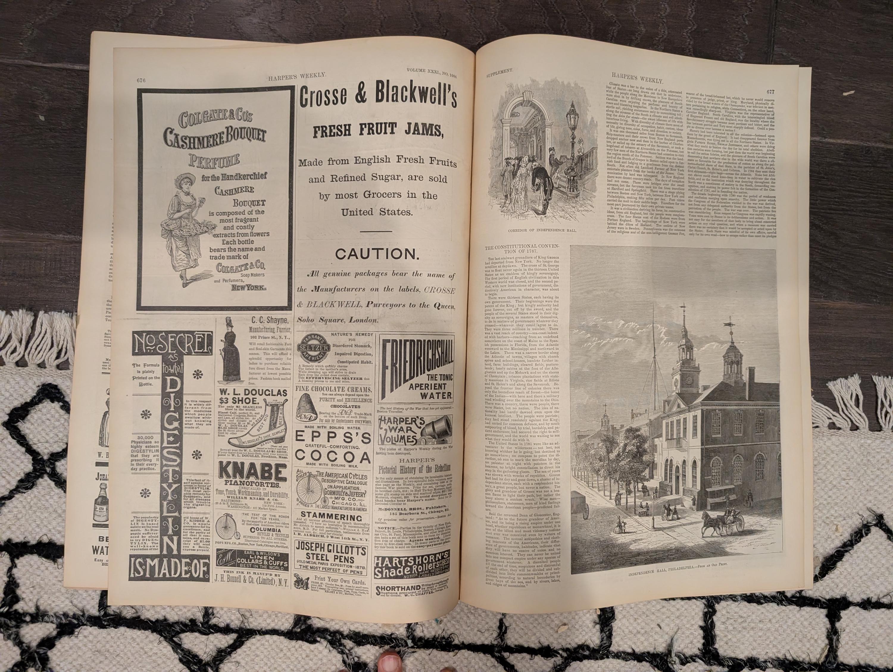 Harper’s Weekly – September 17, 1887 – Frederic Remington Cover “Burning the Range,” Tennis Centerfold, Hudson River Tunnel, Amsterdam Sketc