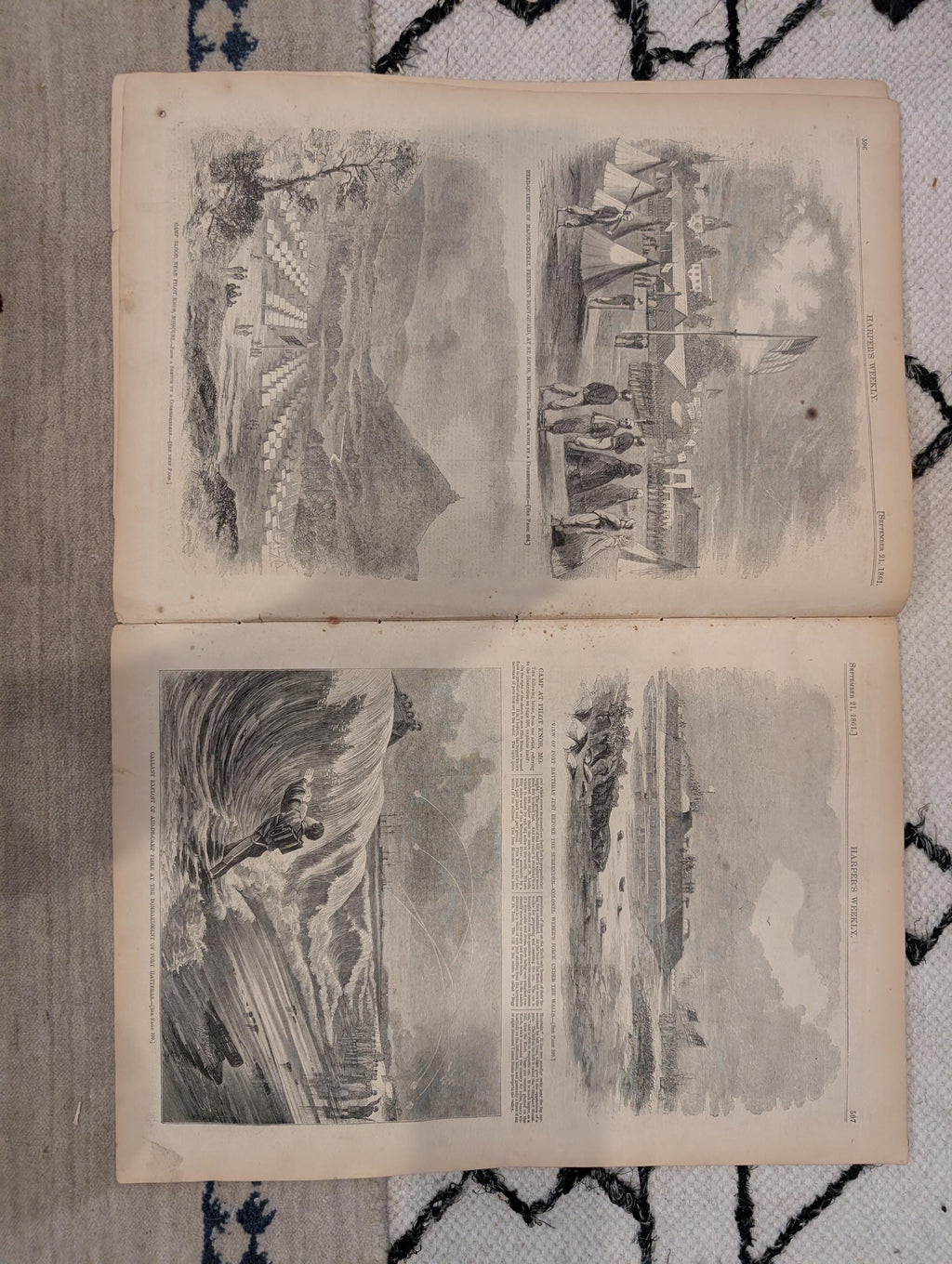 1861 George McClellan Centerfold Harper's Weekly Sept 21 Springfield Armory