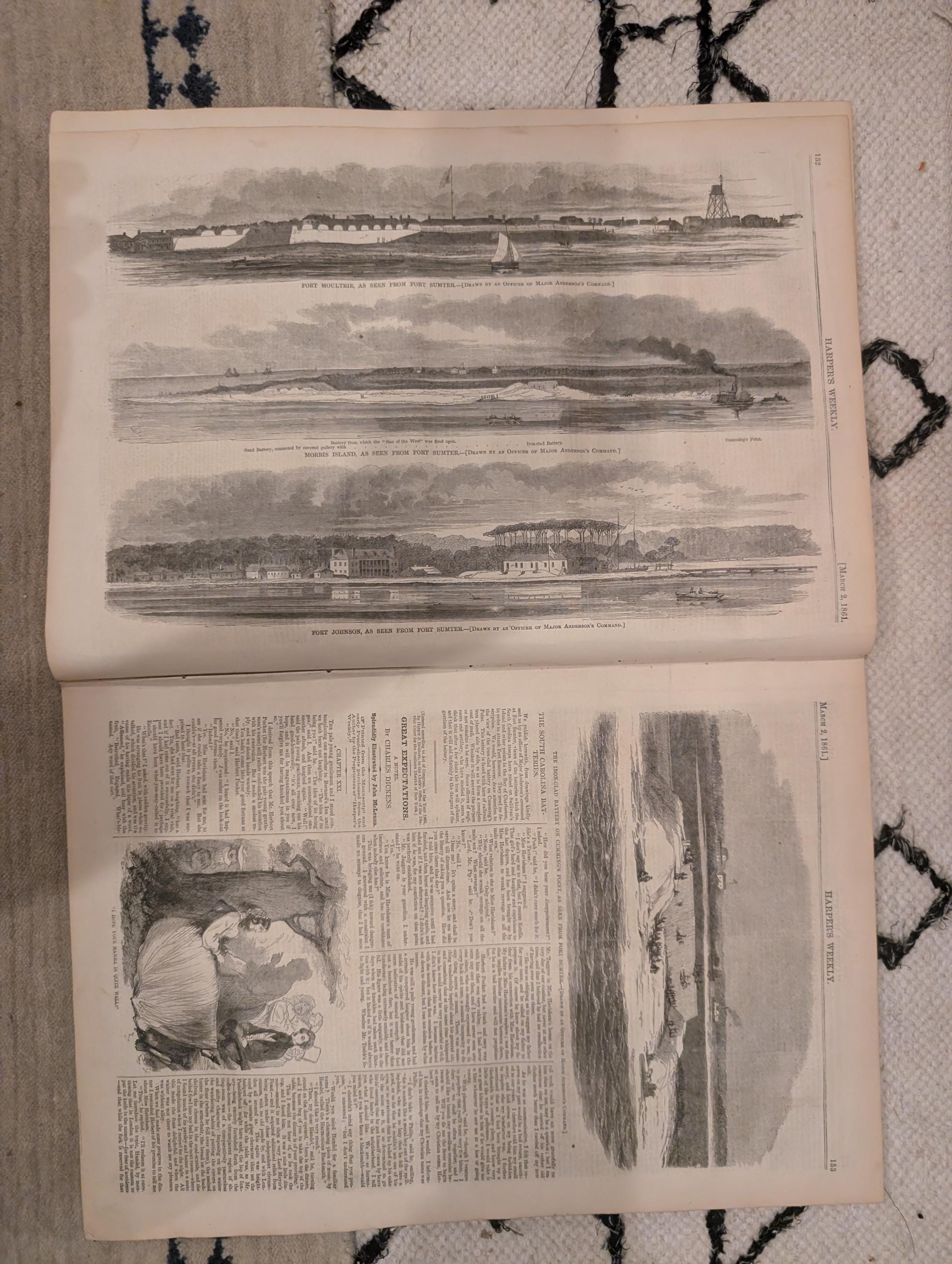 1861 Harper's Weekly March 02 Lincoln Astor House Balcony Fort Sumter