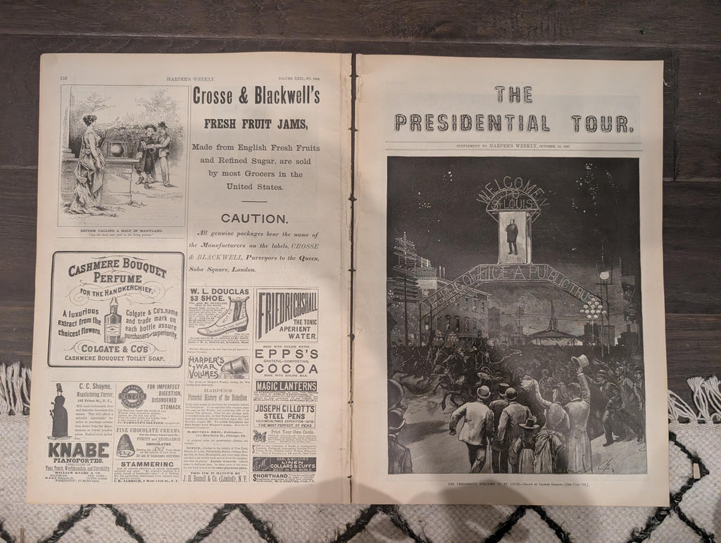Harper’s Weekly – November 12, 1887 – Arrested on Arrival • Saginaw Logging Centerfold • London’s “Old Cheshire Cheese” • Jenny Lind & Potte