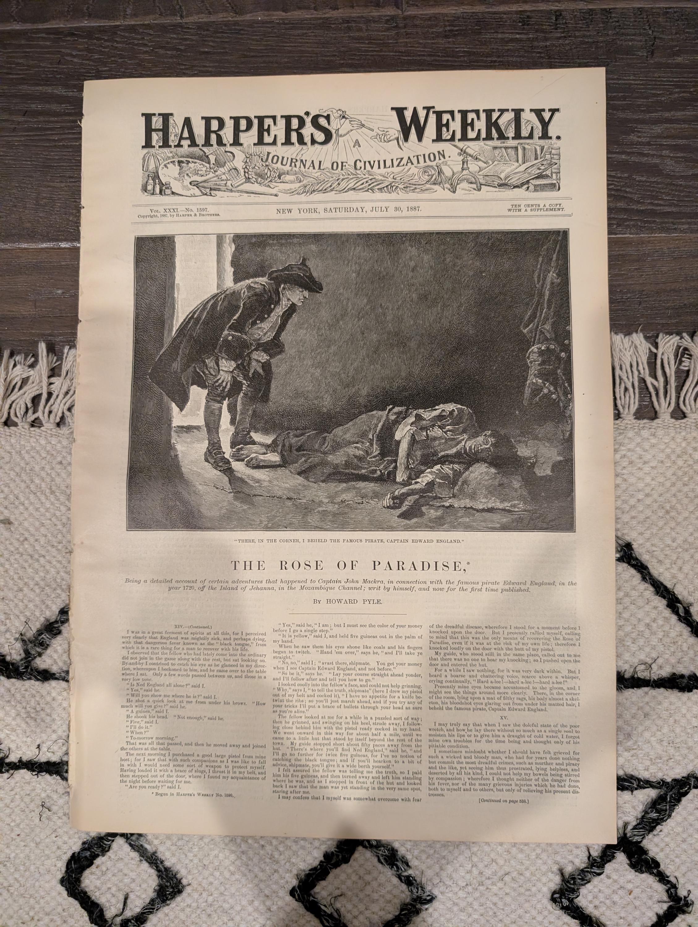 Harper’s Weekly July 30, 1887 – Mormon Temples in Utah, Marblehead Views, Dakota Harvest + South Pittsburg Supplement – Complete Issue