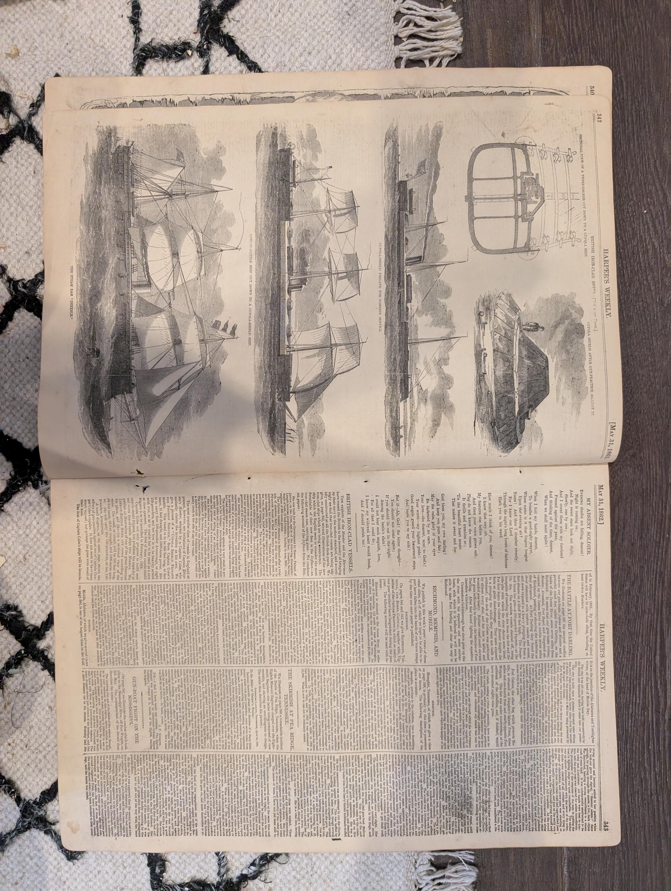 Harper’s Weekly – May 31, 1862 – Balloon View of Fort Darling • Richmond Panoramic Centerfold • Naval Battles on the Mississippi