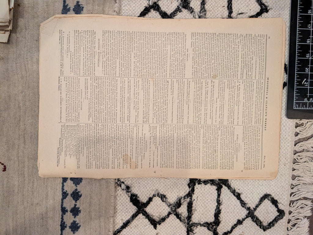 1874 Woodhull & Claflin's Weekly — Victoria Woodhull, High Altitude Flight, Socialists — Nov 21