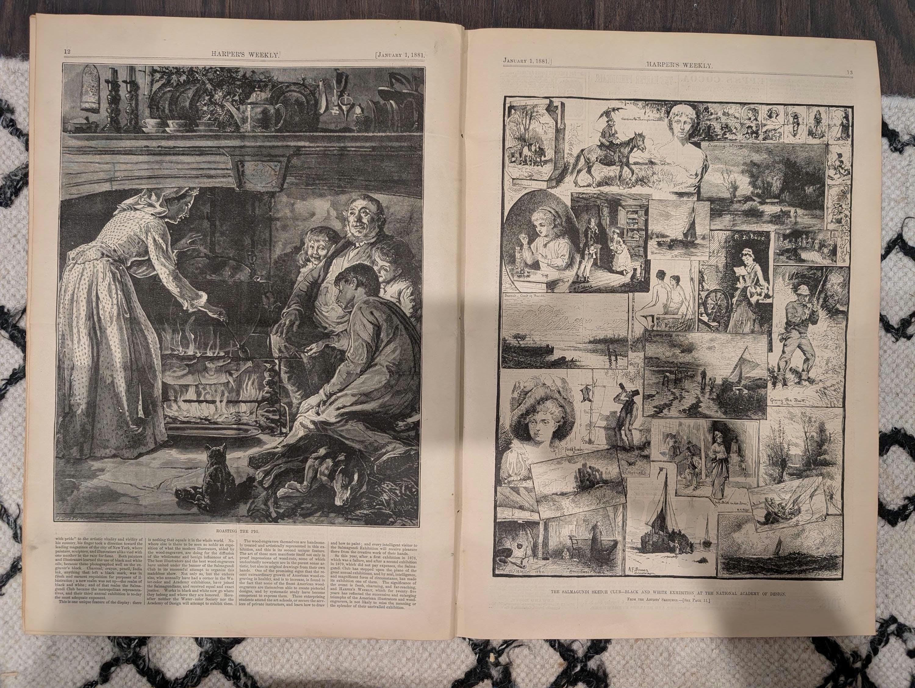 1881 Harper’s Weekly – Thomas Nast “Merry Old Santa Claus” Iconic Vintage Santa • Original Newspaper • VG+ Condition