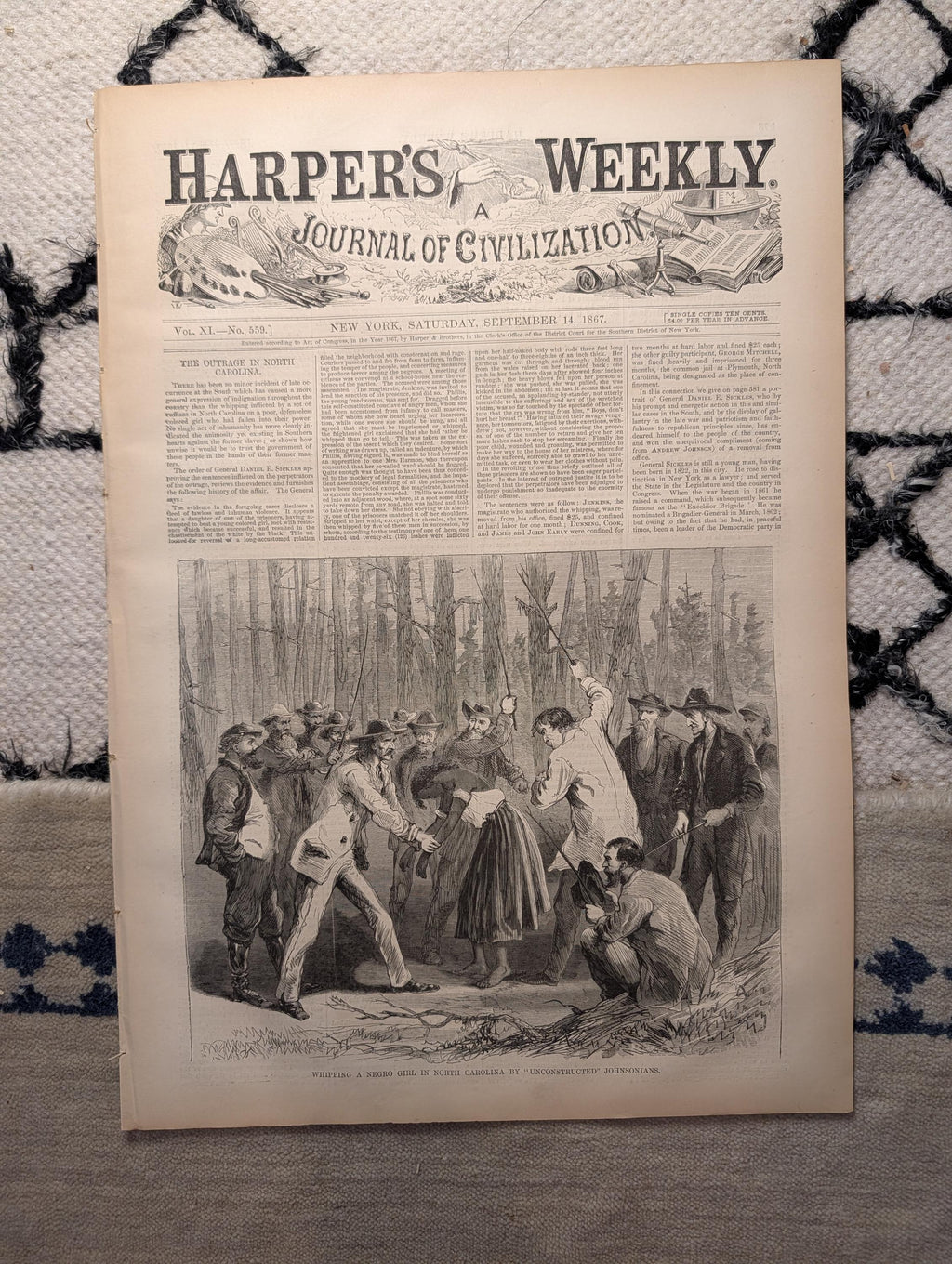 1867 Whipping of Black Girl in NC, Sheridan's Ride, Indian Battle — Sep 14