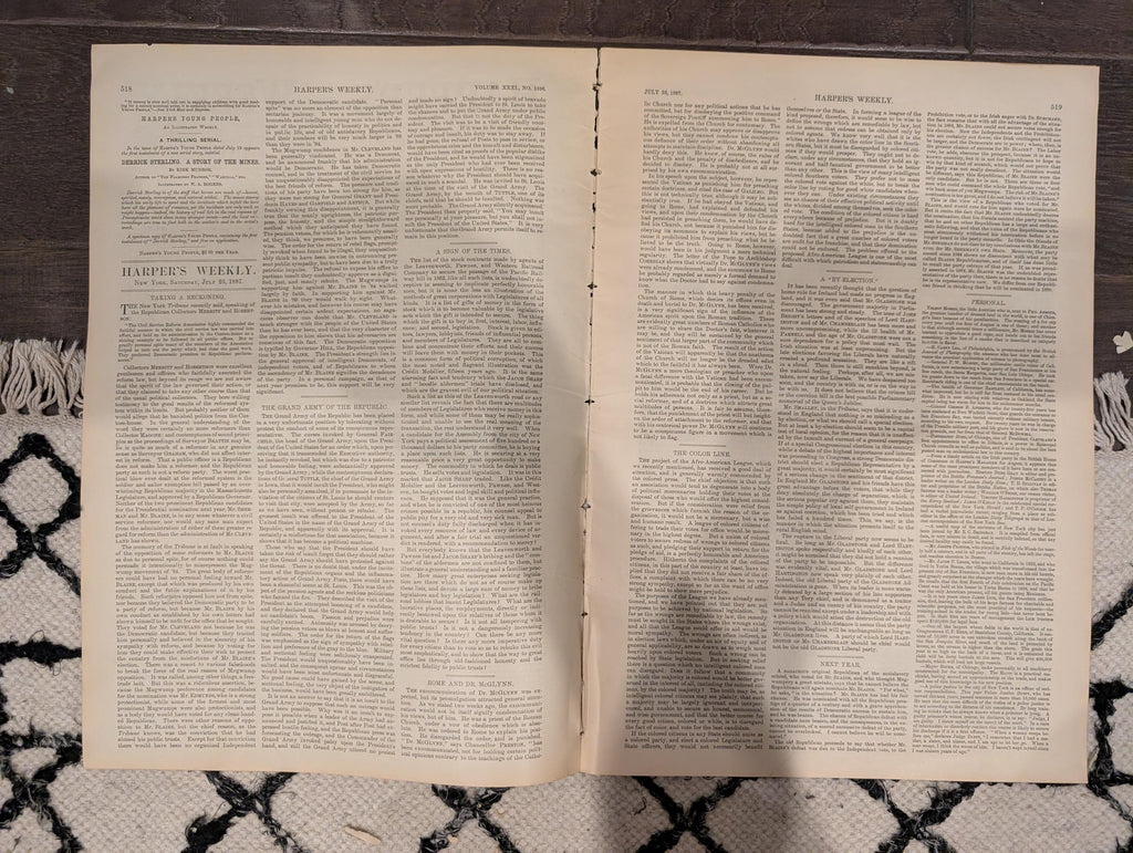 Harper’s Weekly July 23, 1887 – Lincoln Park, Blackfeet Indians, Manitou Colorado, Tenements, Racehorse Hanover – Complete Issue