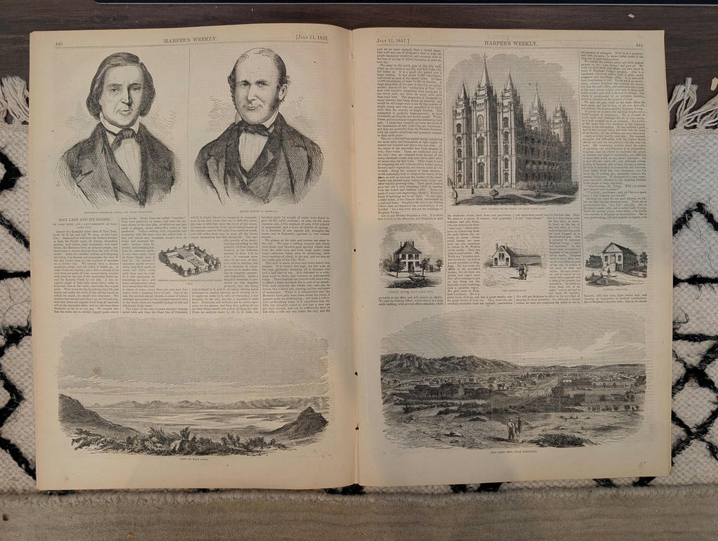 1857 San Francisco and Salt Lake City Harper's Weekly July 11 Brigham Young