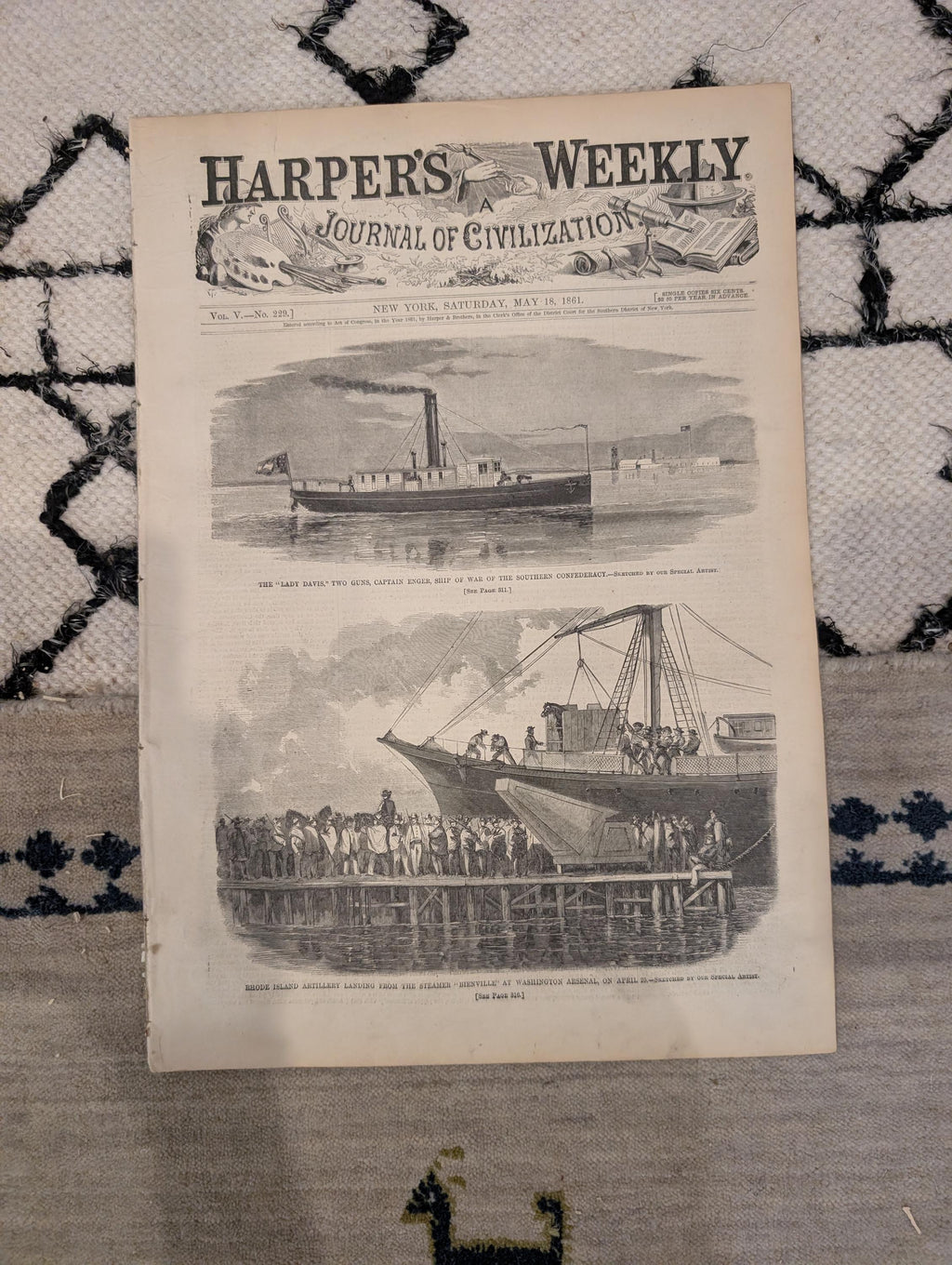 1861 Fire Zouaves Harper's Weekly May 18 Lady Davis Fort Pickens Dickens