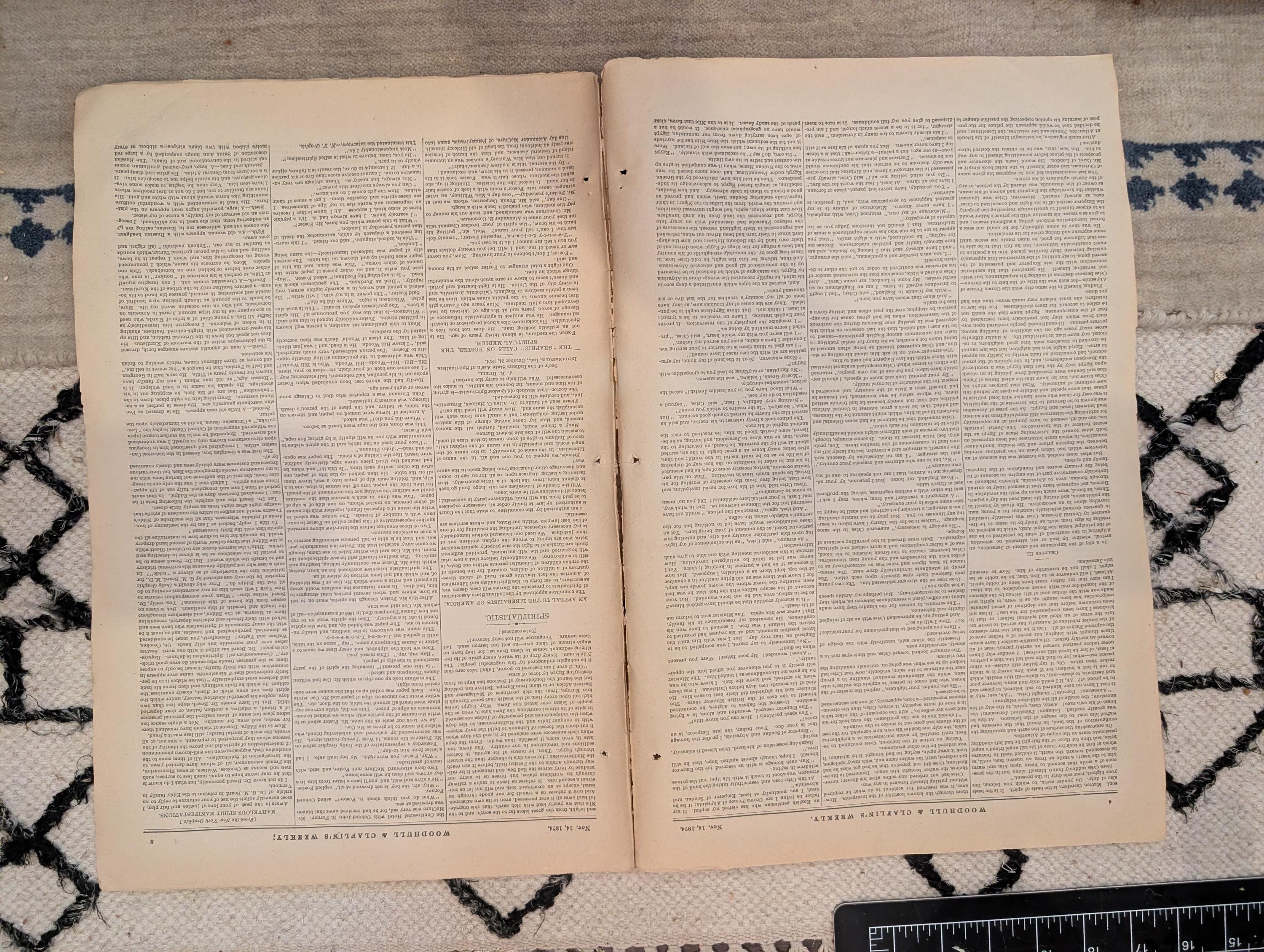 1874 Woodhull & Claflin's Weekly — Victoria Woodhull, St. Paul's, Spirit — Nov 14