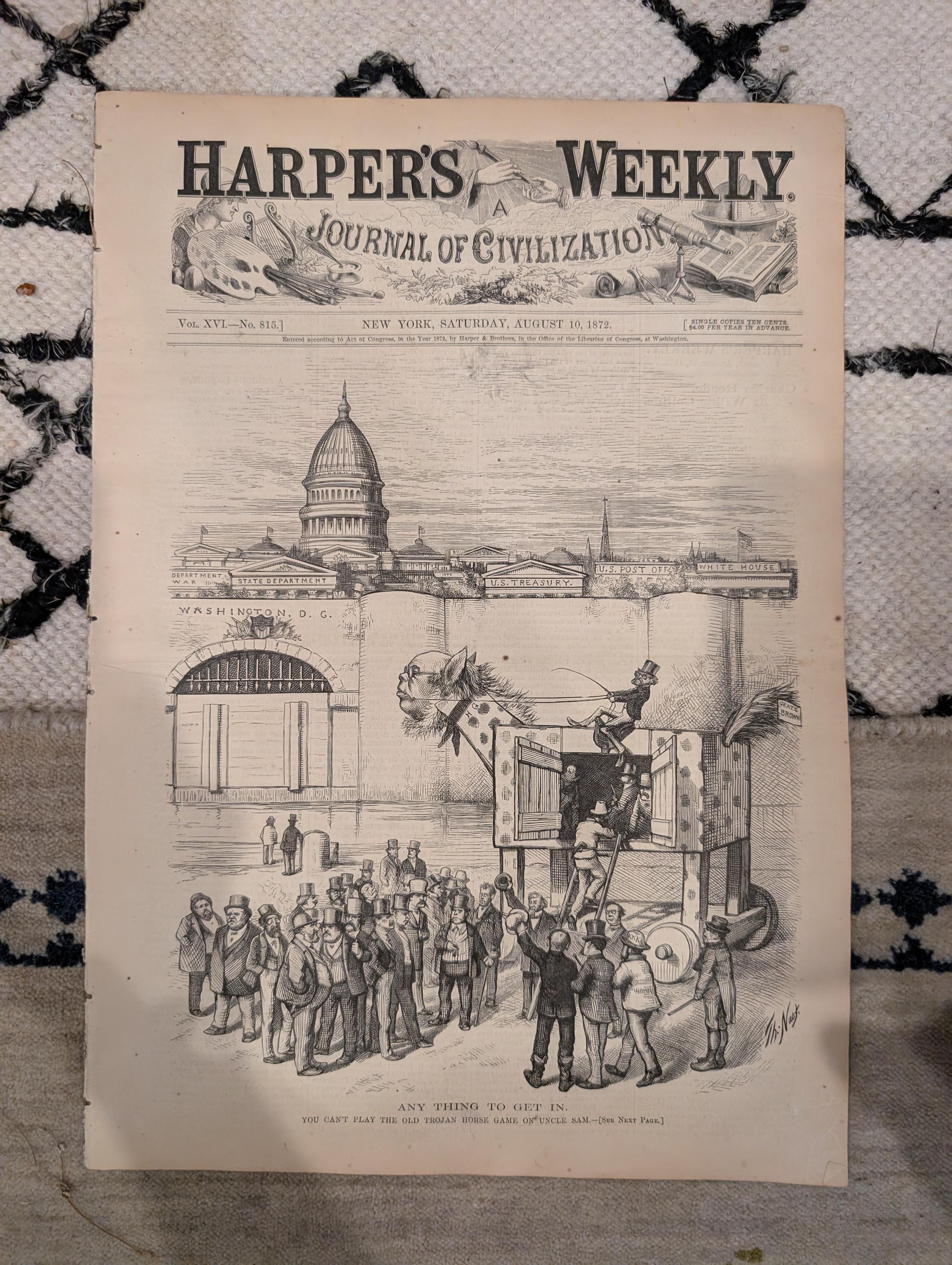 1872 Negro Camp Meeting South Harper's Weekly Aug 10 Thomas Nast