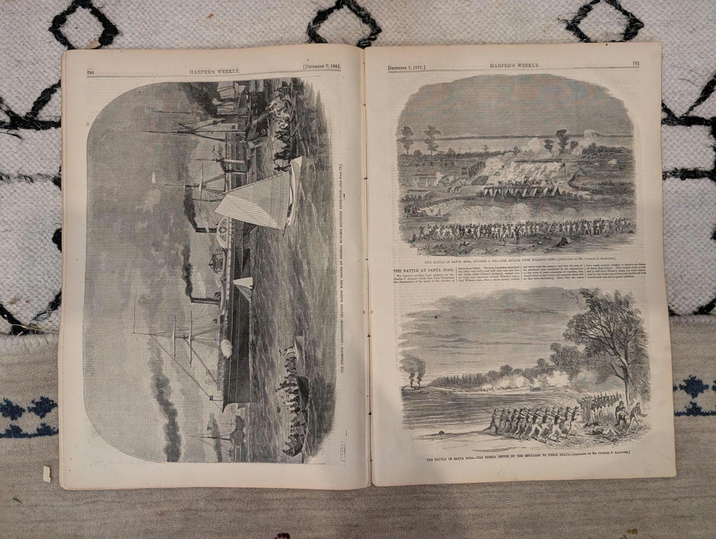 1861 Civil War Florida Harper's Weekly Dec 07 Battle of Belmont Ram Manassas
