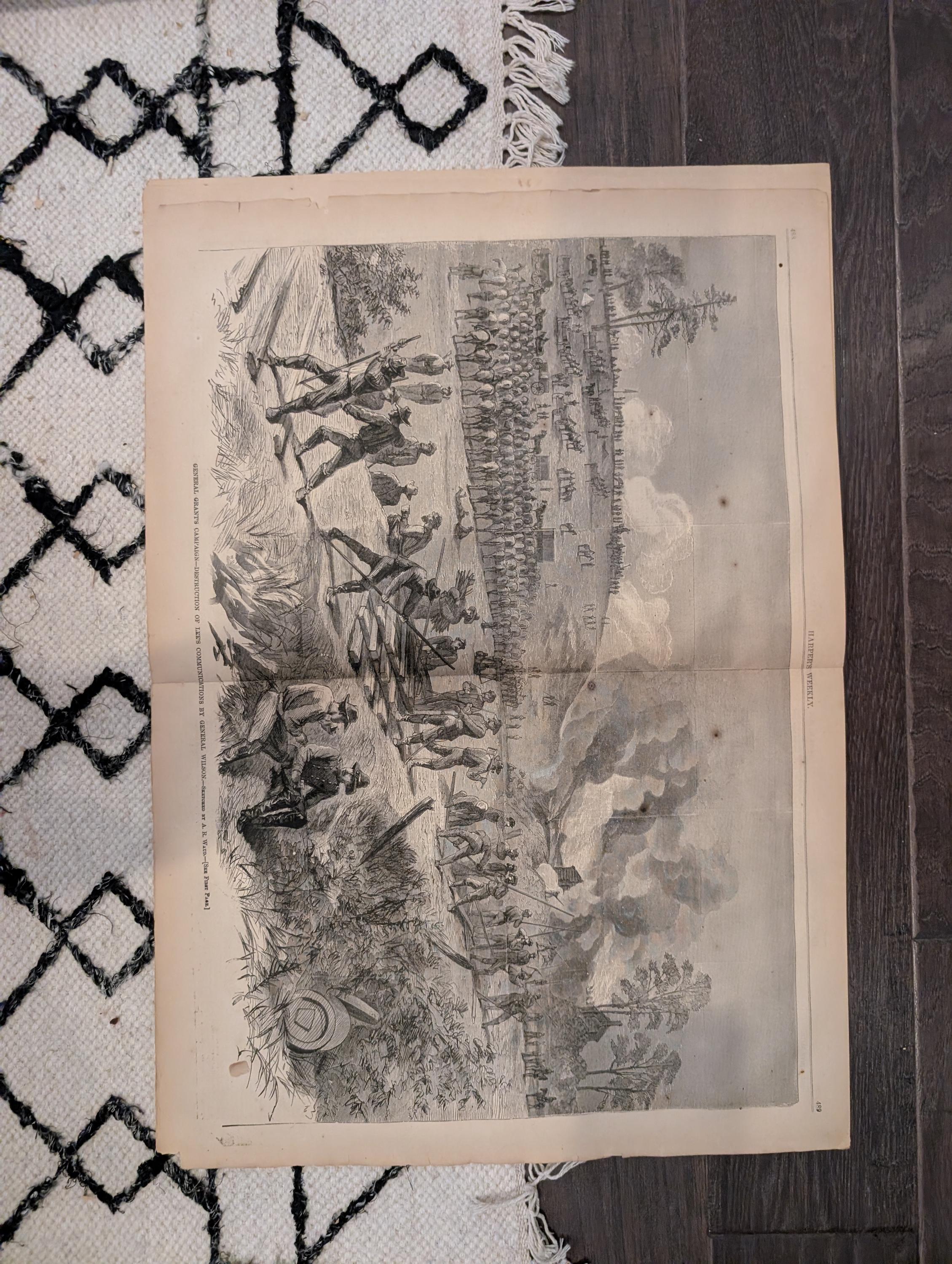 1864 Maryland Rebel Raid Harper's Weekly July 30 Petersburg Trenches