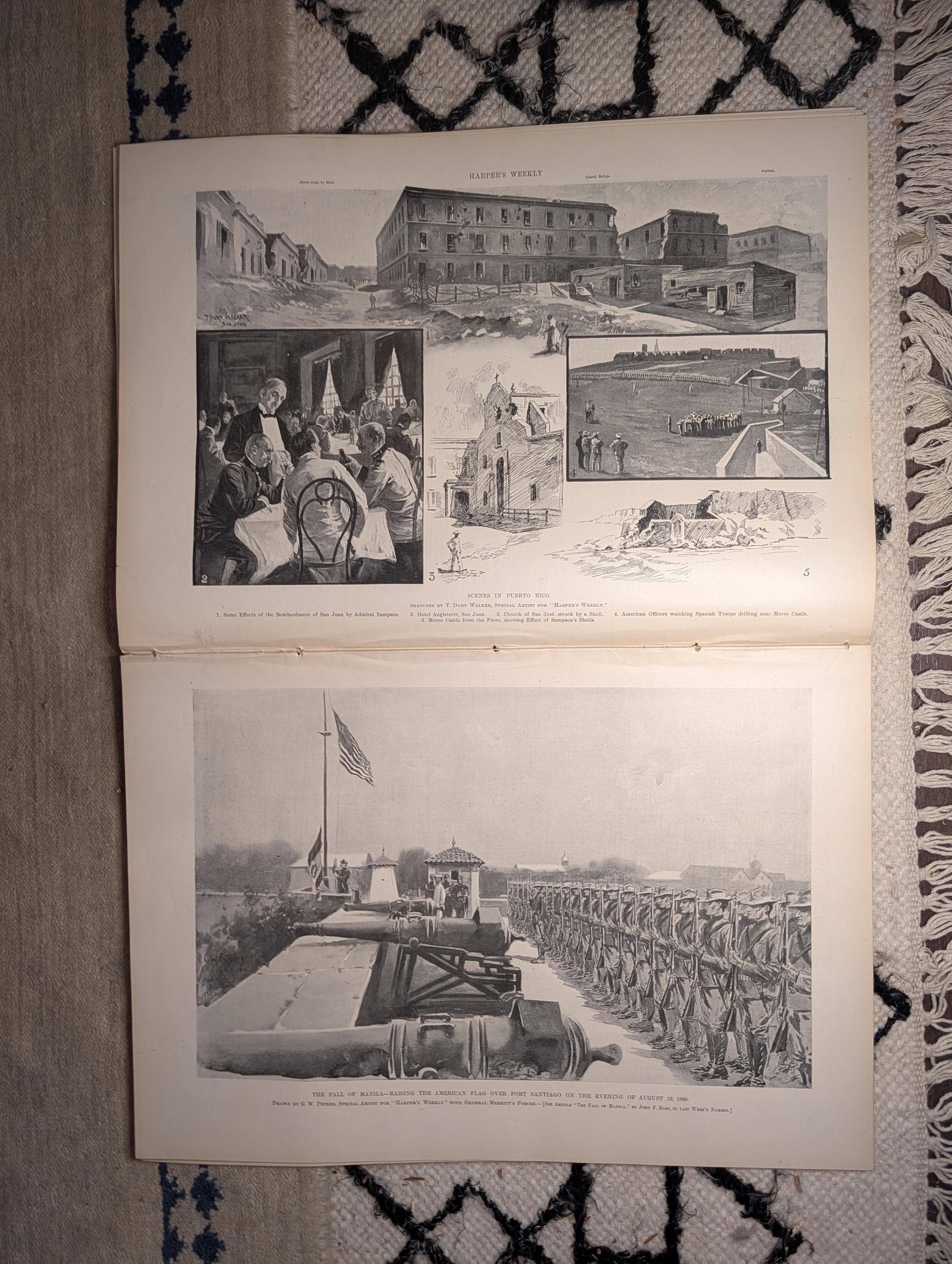 1898 Forbidden City Peking Front Page, Fall of Manila, Puerto Rico — Oct 22