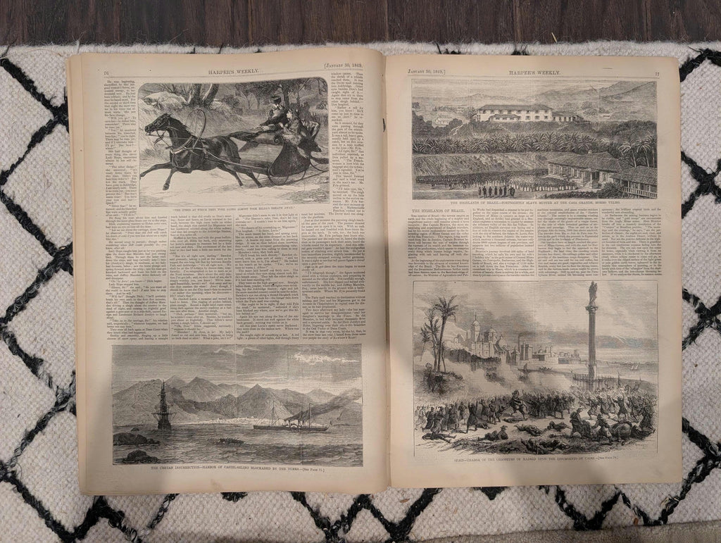 Harper’s Weekly, January 30, 1869 | Great Fire in Philadelphia | Chicago River Tunnel | Antique Illustrated Newspaper | VG Condition
