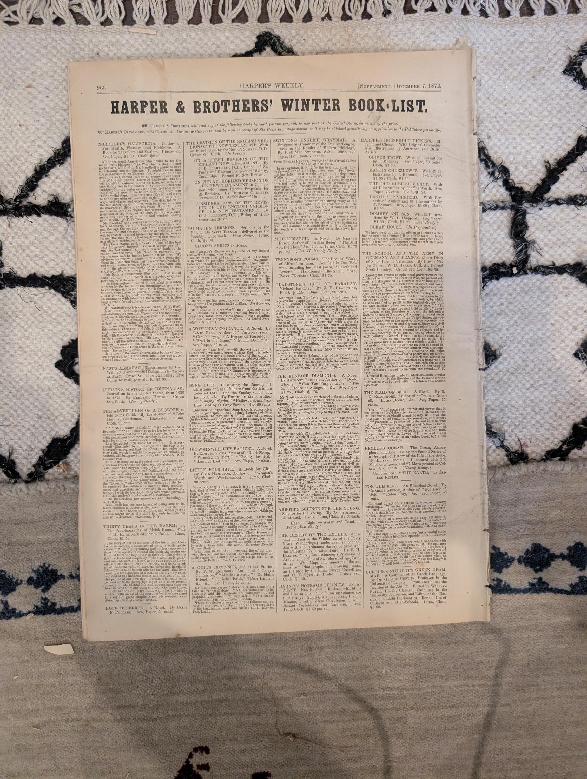1872 Nast No Surrender Harper's Weekly Dec 07 Boston Fire Gambling