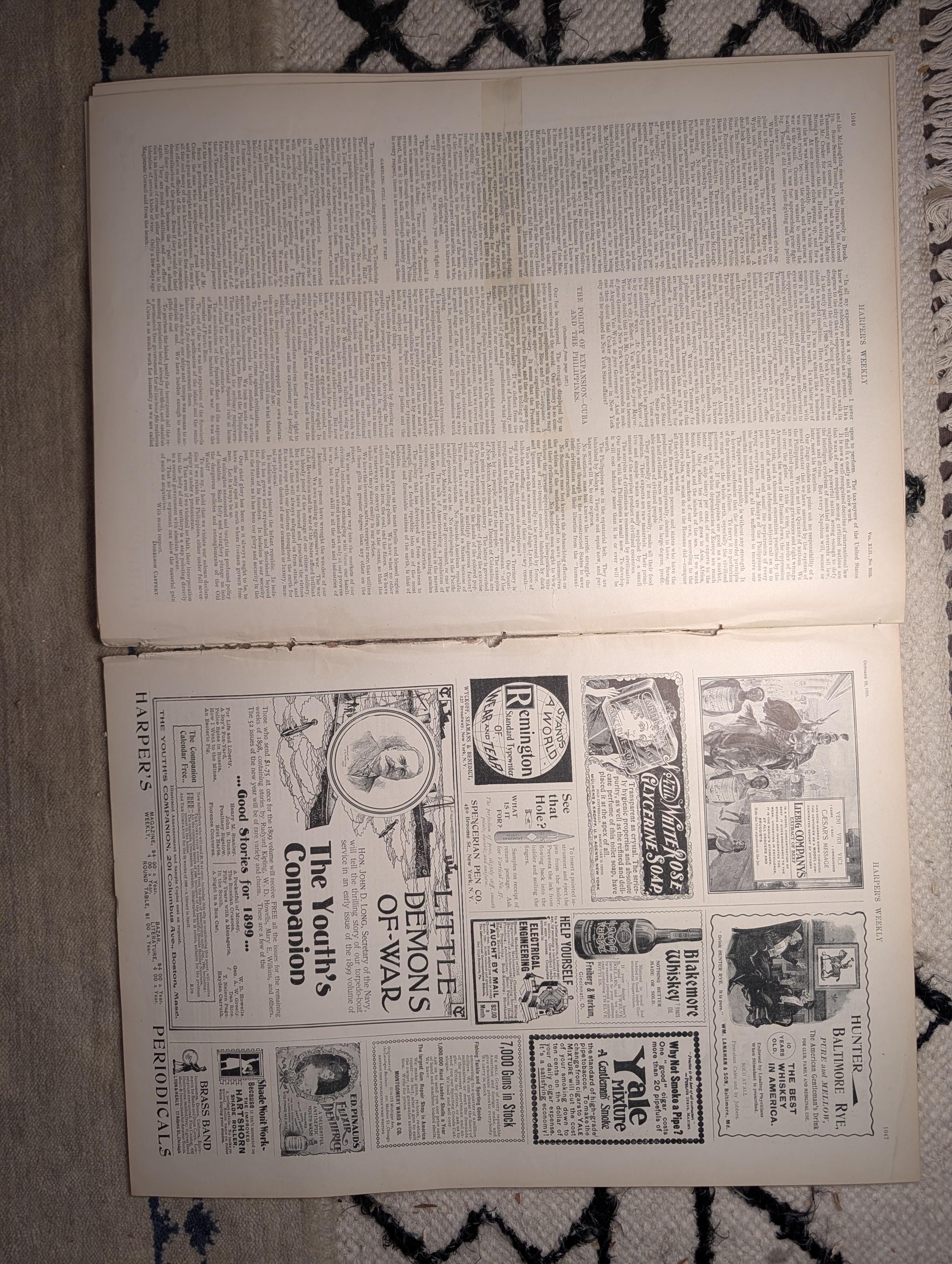 1898 Forbidden City Peking Front Page, Fall of Manila, Puerto Rico — Oct 22