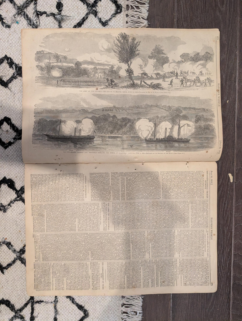 Harper’s Weekly – July 26, 1862 • Battle of Malvern Hill • Rebel Ironclad “Virginia #2” • Vicksburg Bombardment, Lincoln’s Compensation Plan