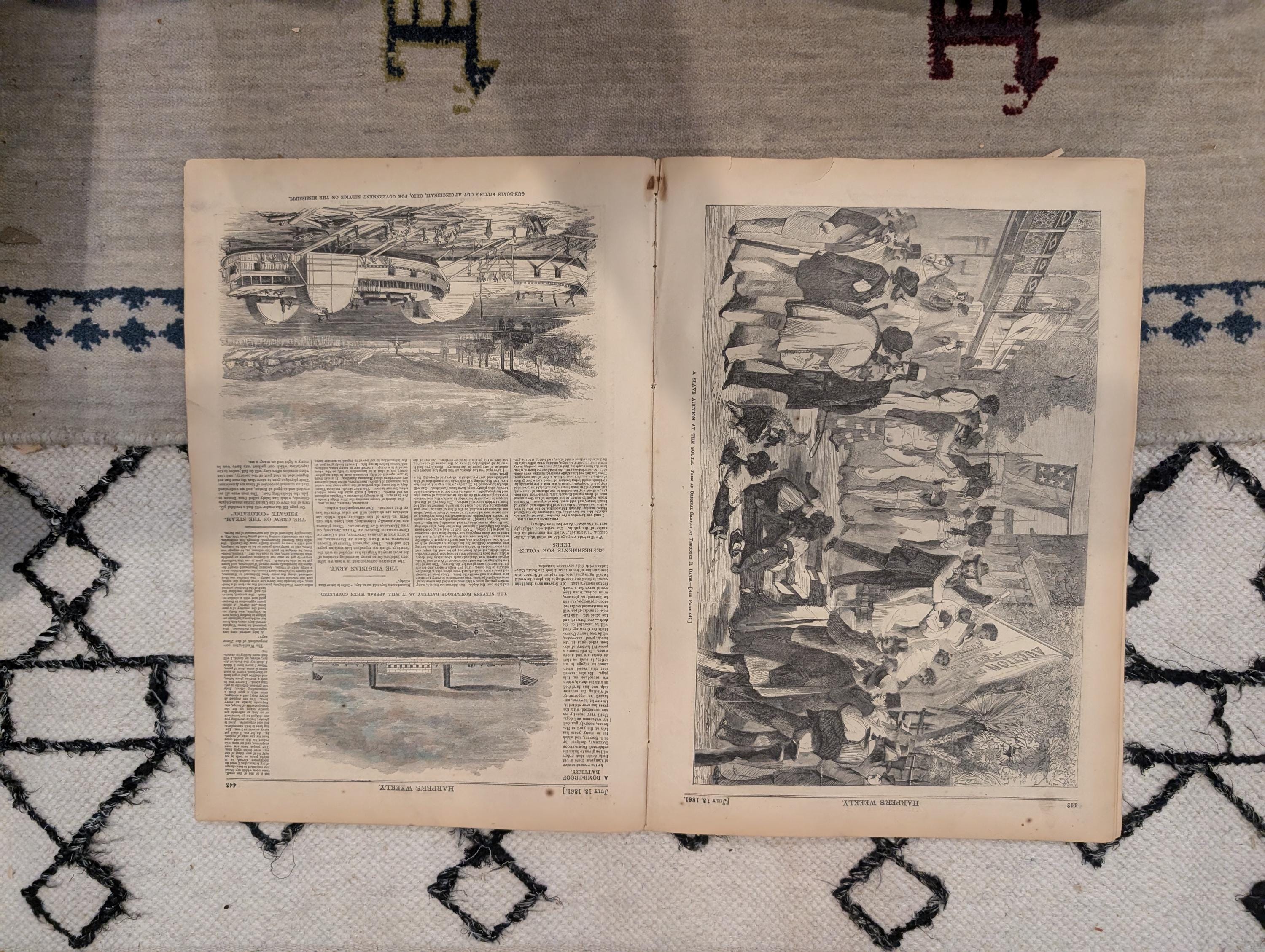 1861 Slave Auction Winslow Homer Harper's Weekly July 13 Lincoln Cabinet