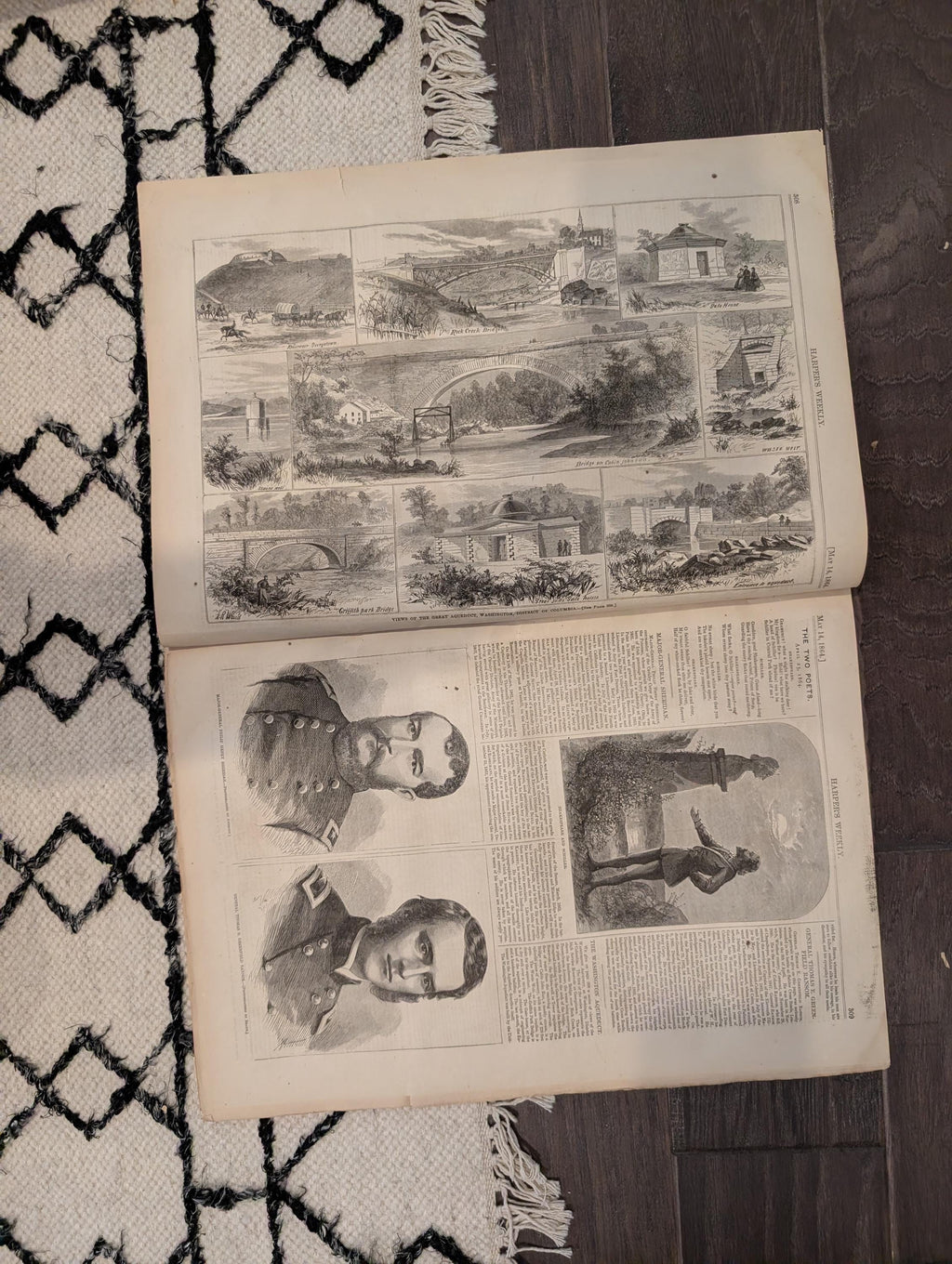 Harper's Weekly 1864 Red River Gunboats May 14 Union Refugees Louisiana
