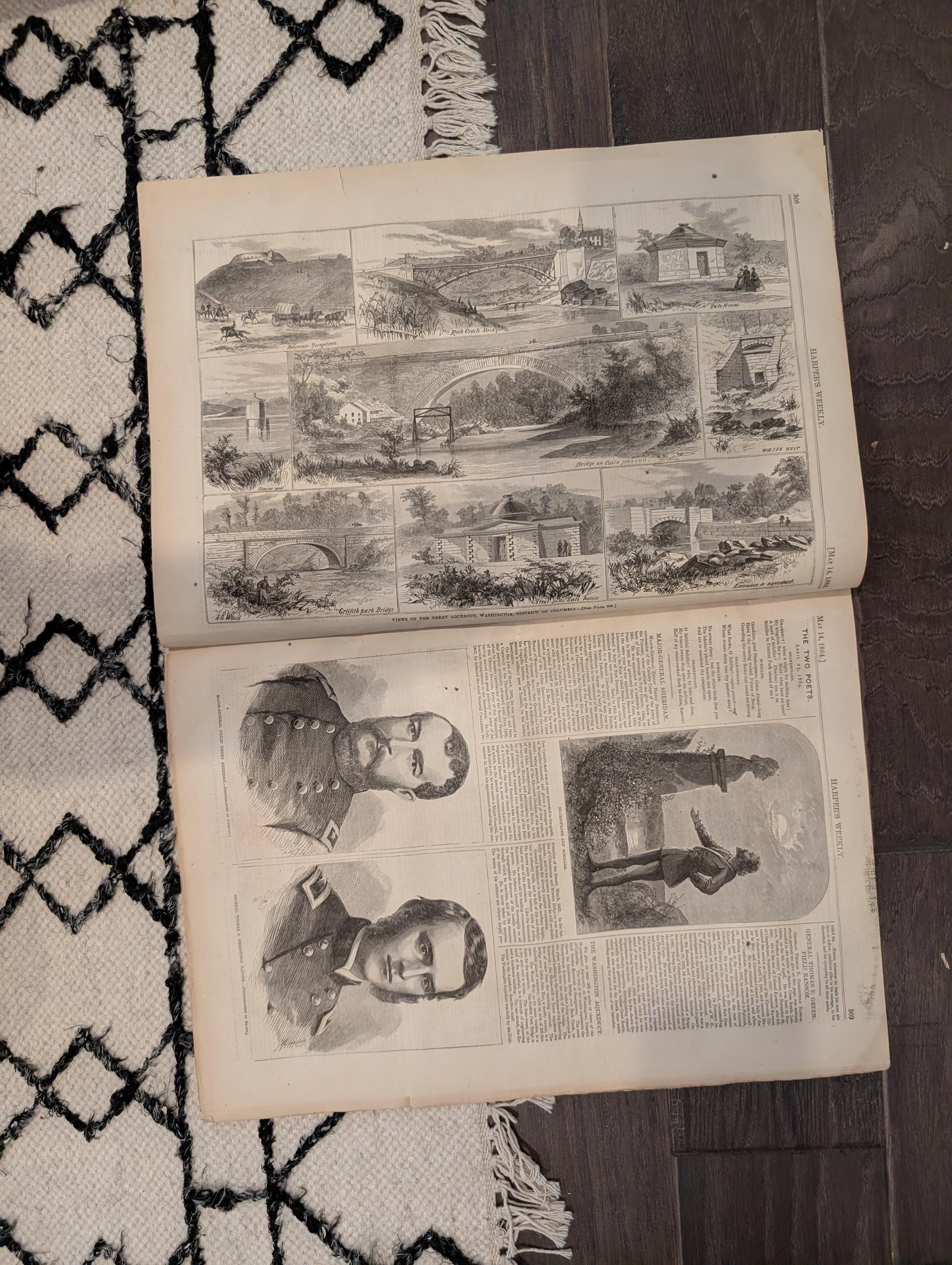 Harper's Weekly 1864 Red River Gunboats May 14 Union Refugees Louisiana