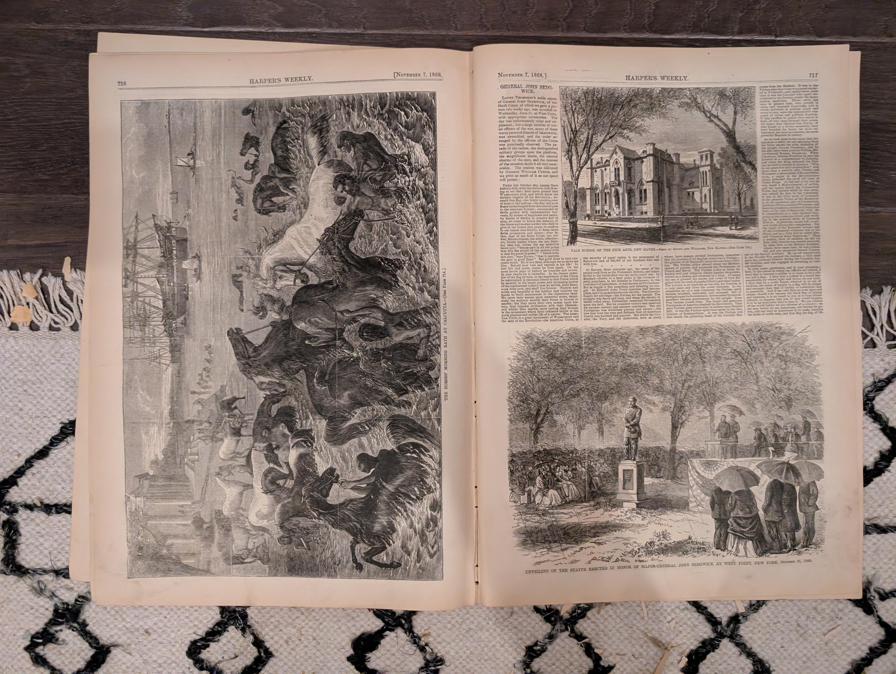 Harper’s Weekly – November 7, 1868 – Thomas Nast “Wilkes Booth the Second” • Richmond Market • Seville Giralda • Peru Earthquake