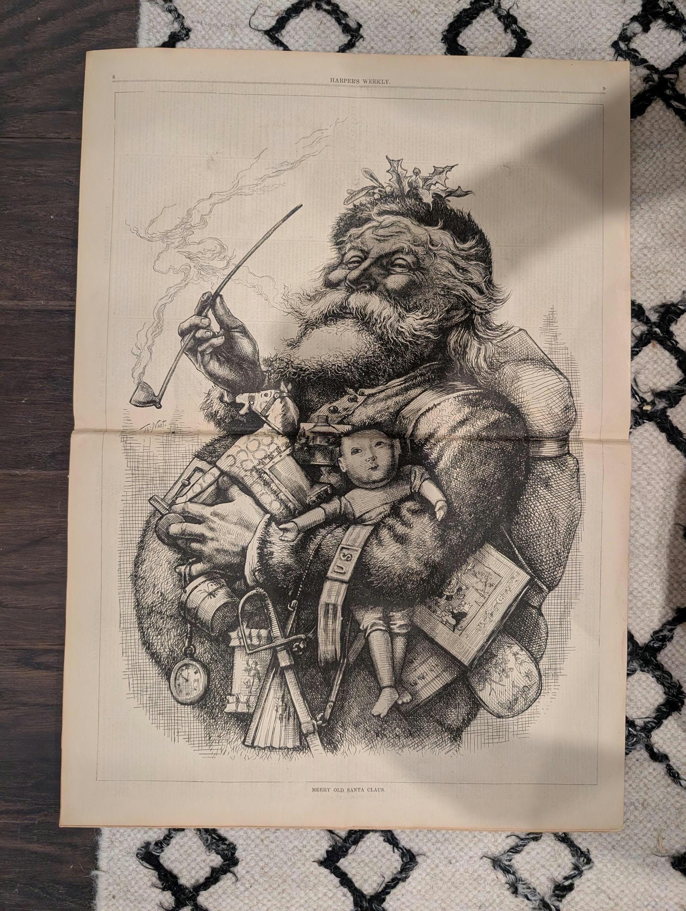 1881 Harper’s Weekly – Thomas Nast “Merry Old Santa Claus” Iconic Vintage Santa • Original Newspaper • VG+ Condition