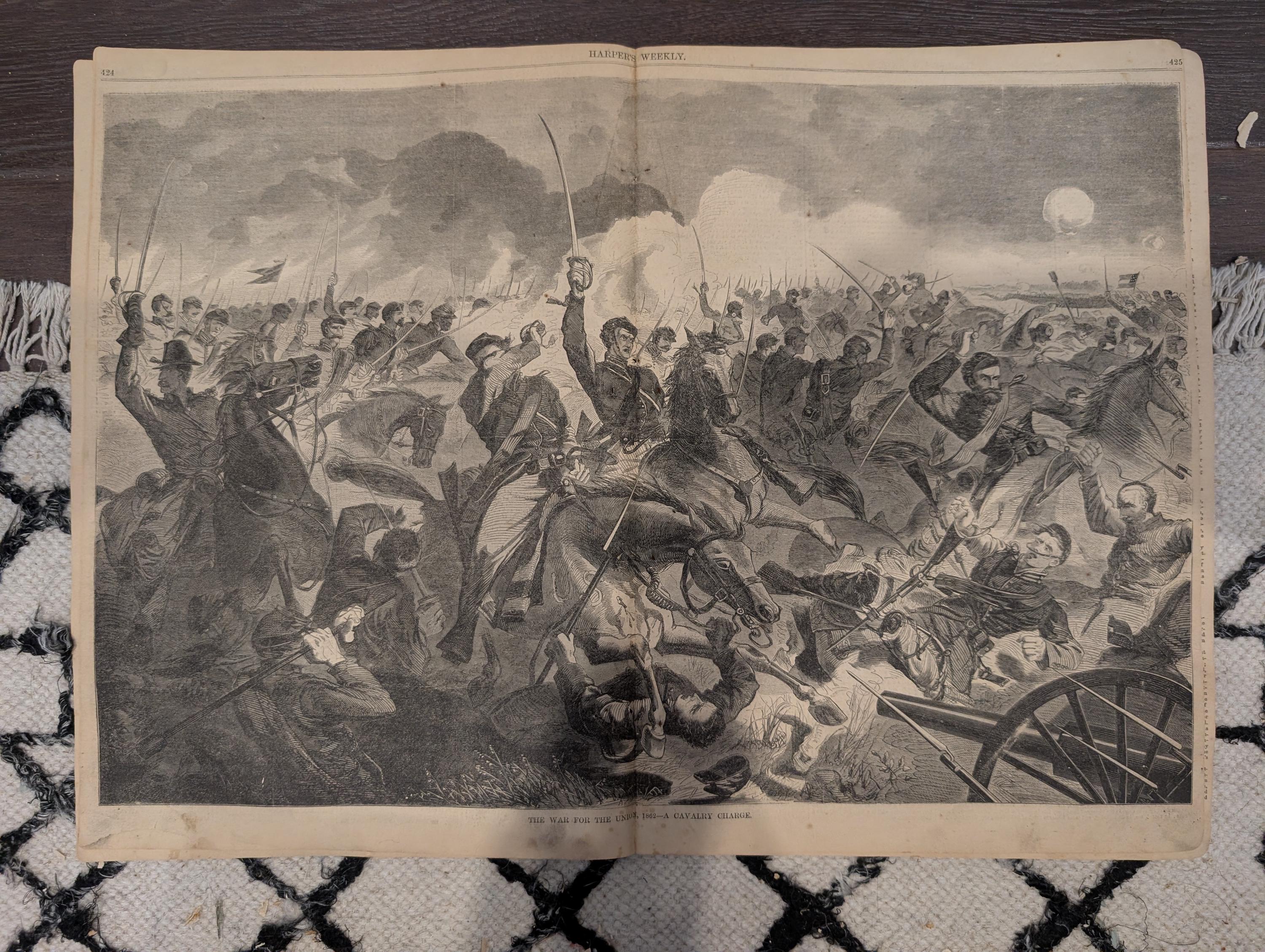 Harper’s Weekly – July 5, 1862 • Winslow Homer Cavalry Charge • Memphis & Cumberland Gap • Fair Oaks Artillery