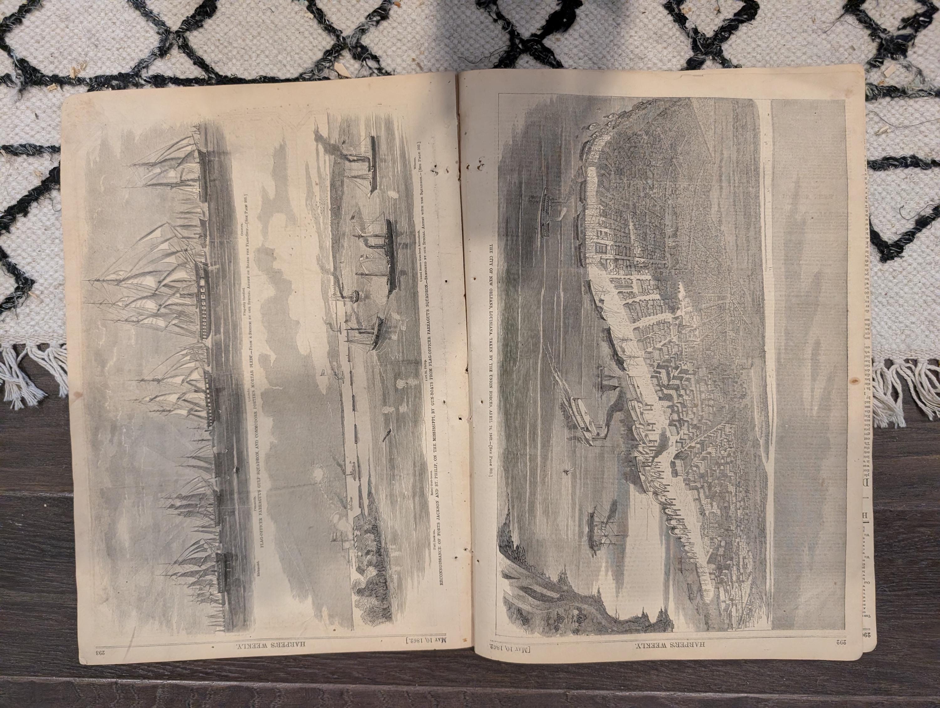 Harper’s Weekly – May 10, 1862 – War on the Mississippi • Capture of New Orleans • Massive Mississippi Map • Yorktown Centerfold