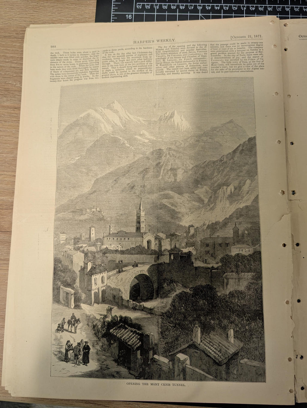 Harper’s Weekly – October 21, 1871 – Complete w/ Supplement (24 pp) | Chicago Before the Fire Double-Page, Nast “Brains” Cartoon, Mont Cenis